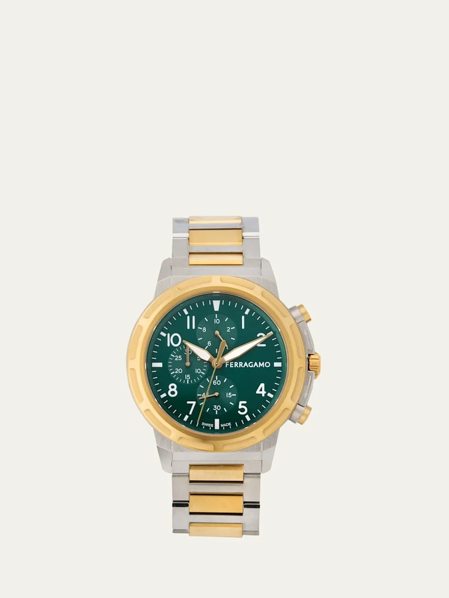 Ferragamo Sport Chrono 44mm Two Tone Bracelet Watch - 1