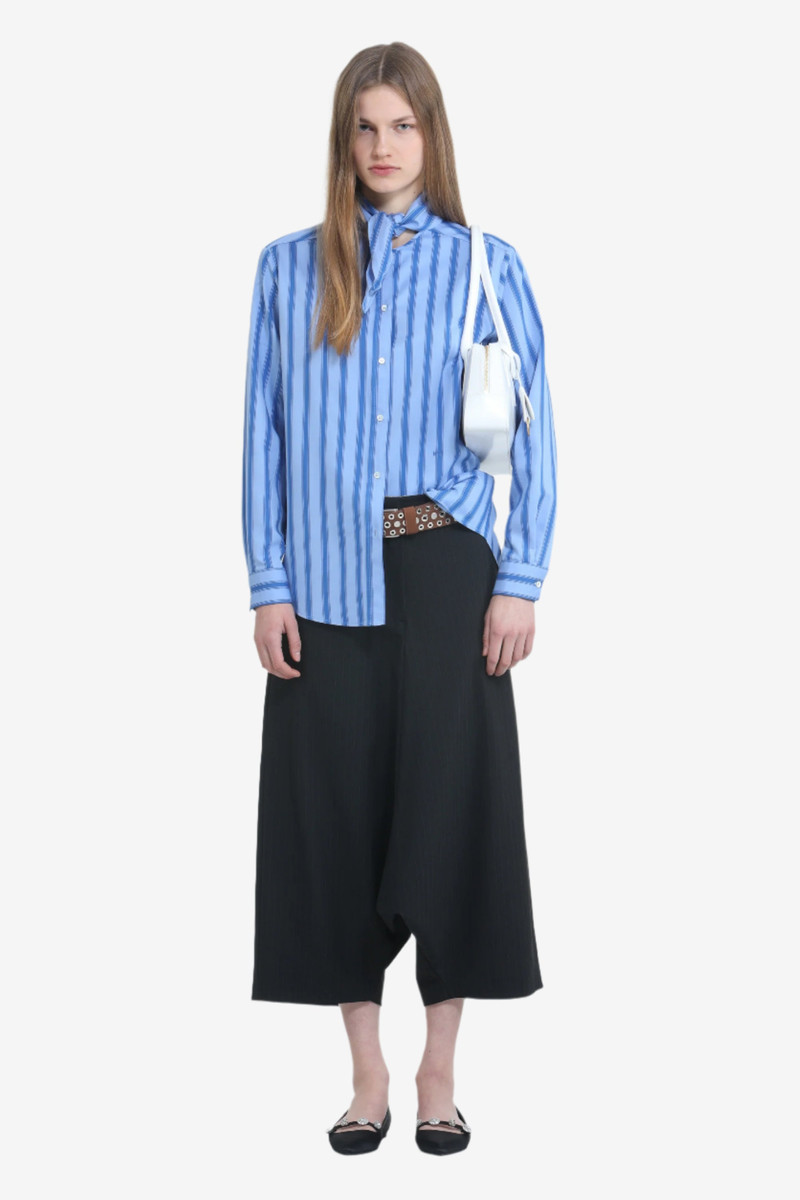 STRIPED SHIRT WITH BOW COLLAR 4