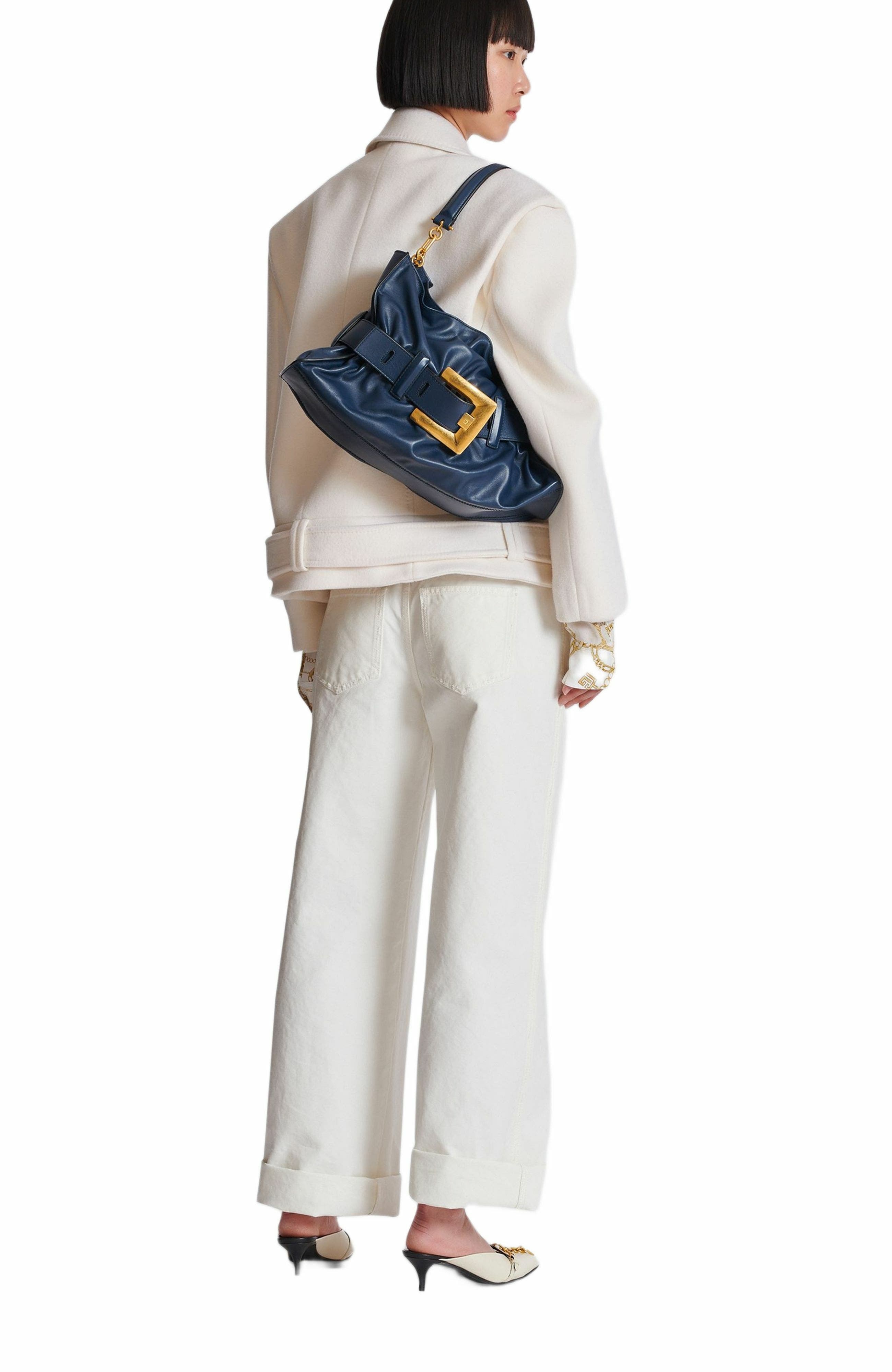 Balmain Medium Anthem Shoulder bag in leather in Blue at Nordstrom - 5