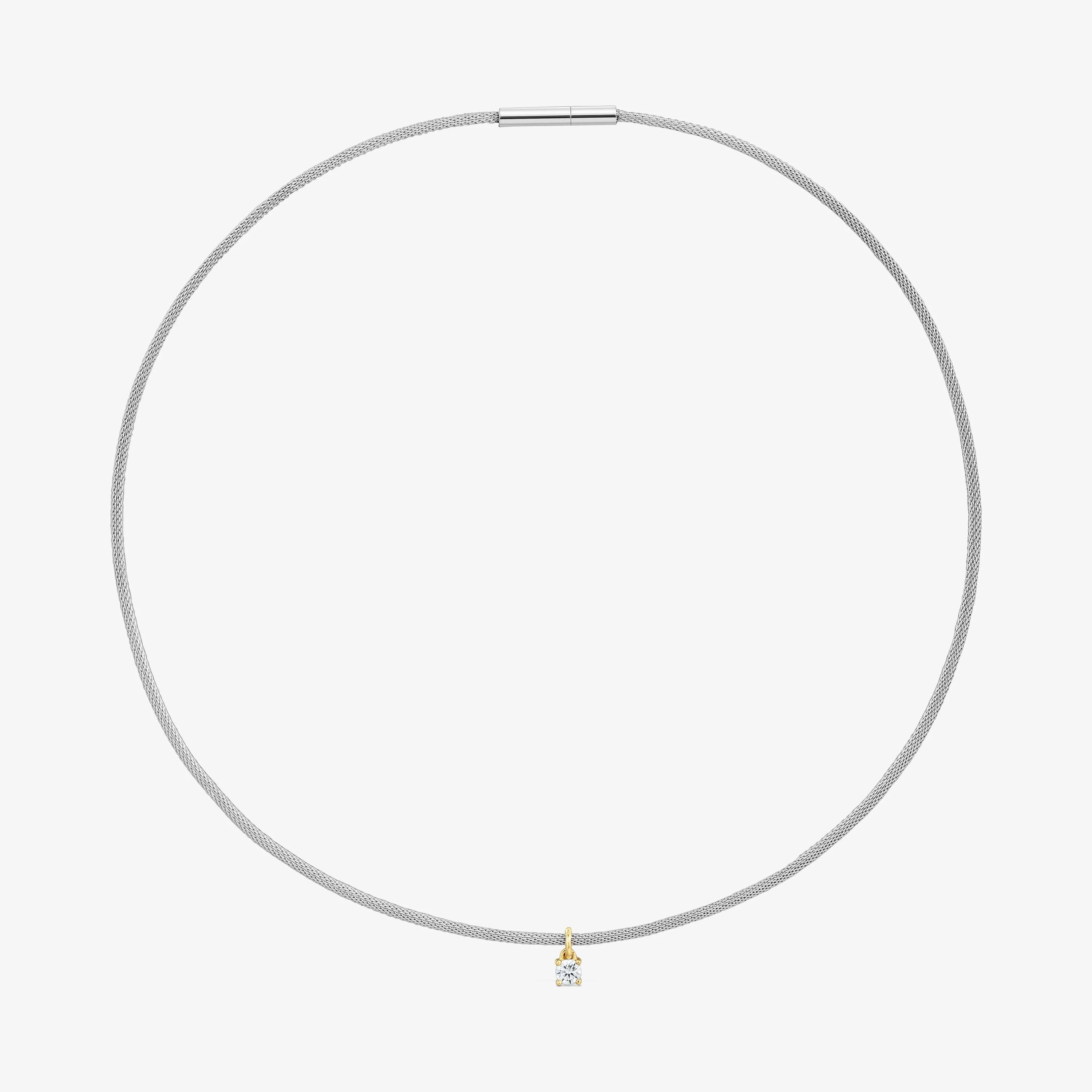 Steel, 14K solid gold and lab-grown diamonds Necklace TOUS Mesh LGD - 1
