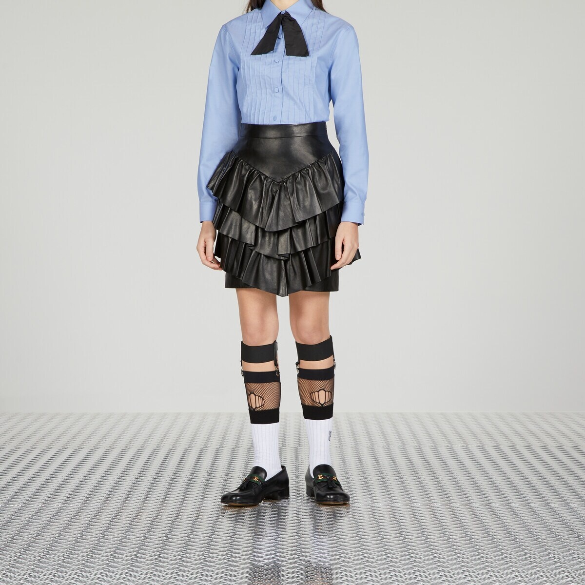 Leather ruffle skirt - 6
