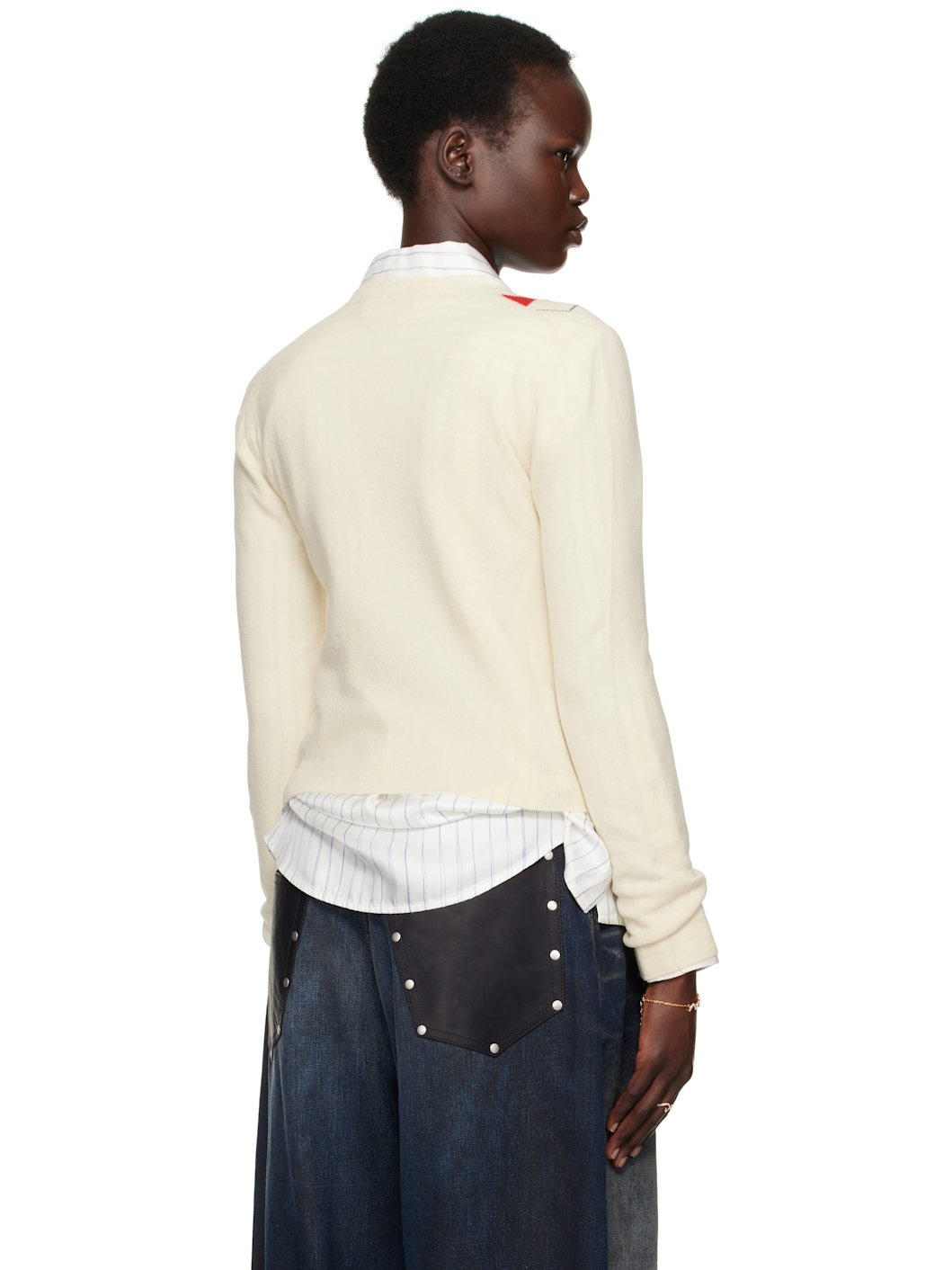 Off-White Wool Argyle Cardigan - 3