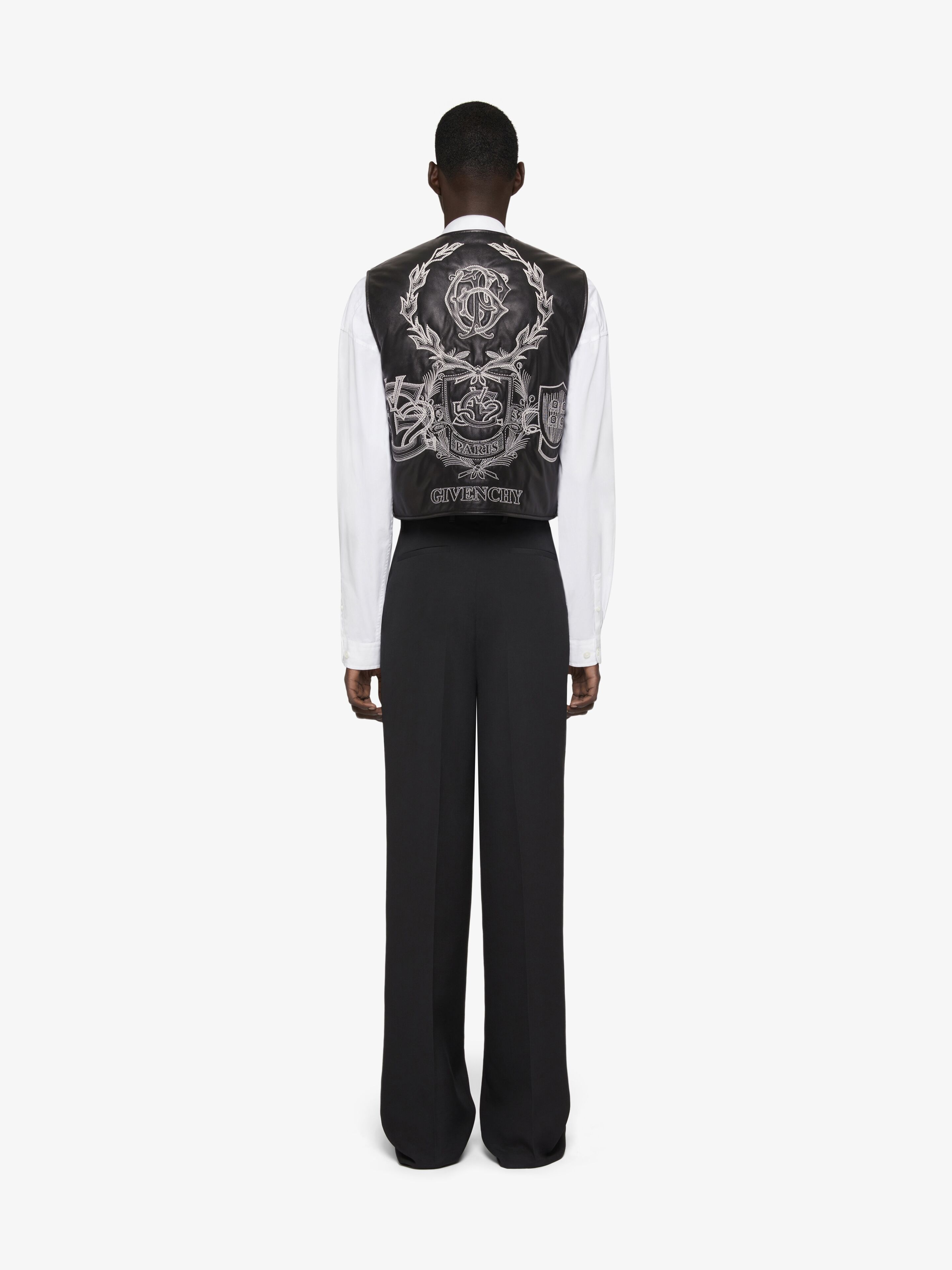 GIVENCHY CREST WAISTCOAT IN EMBROIDERED LEATHER - 4