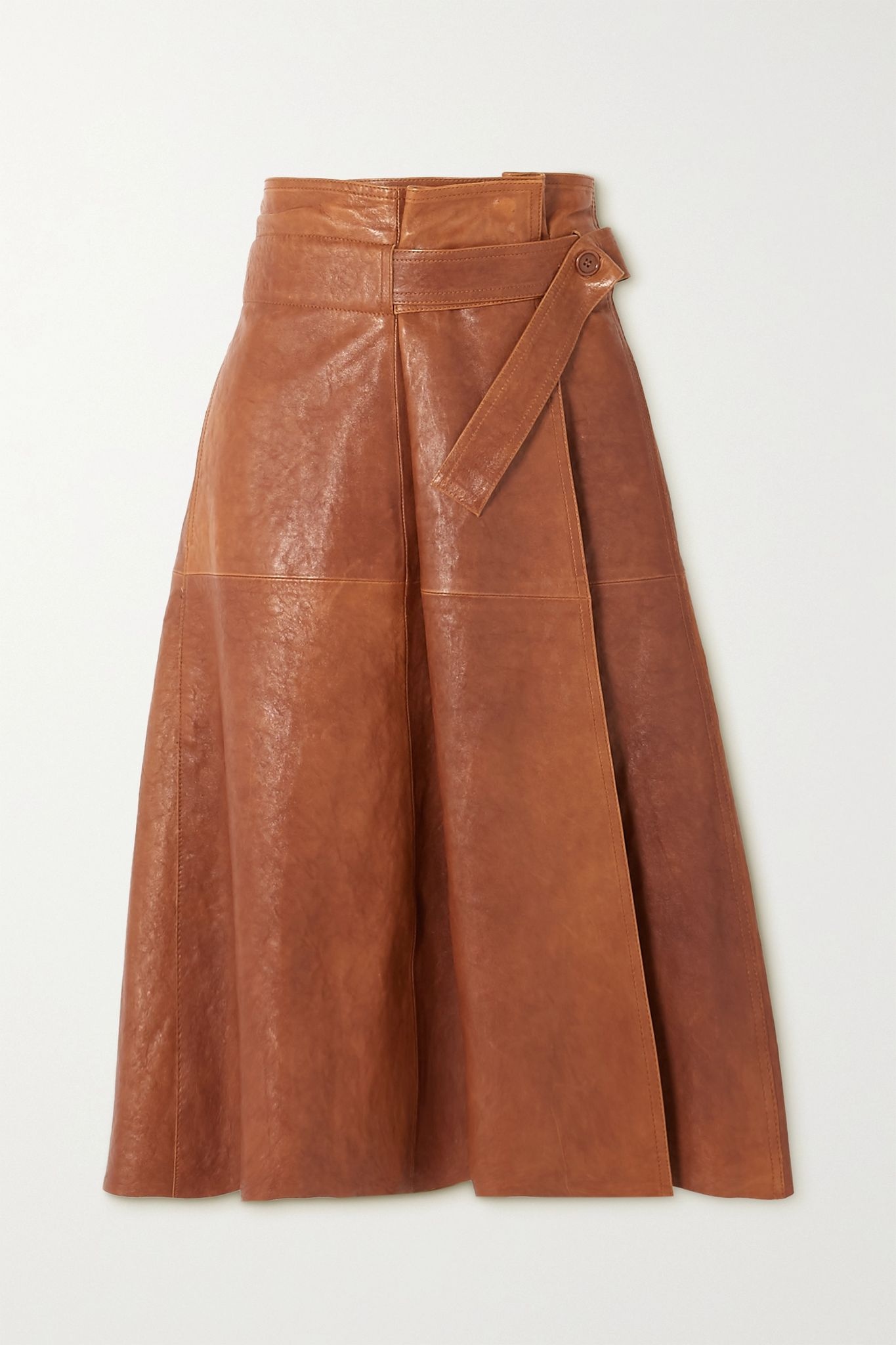 Leather wrap midi skirt - 1