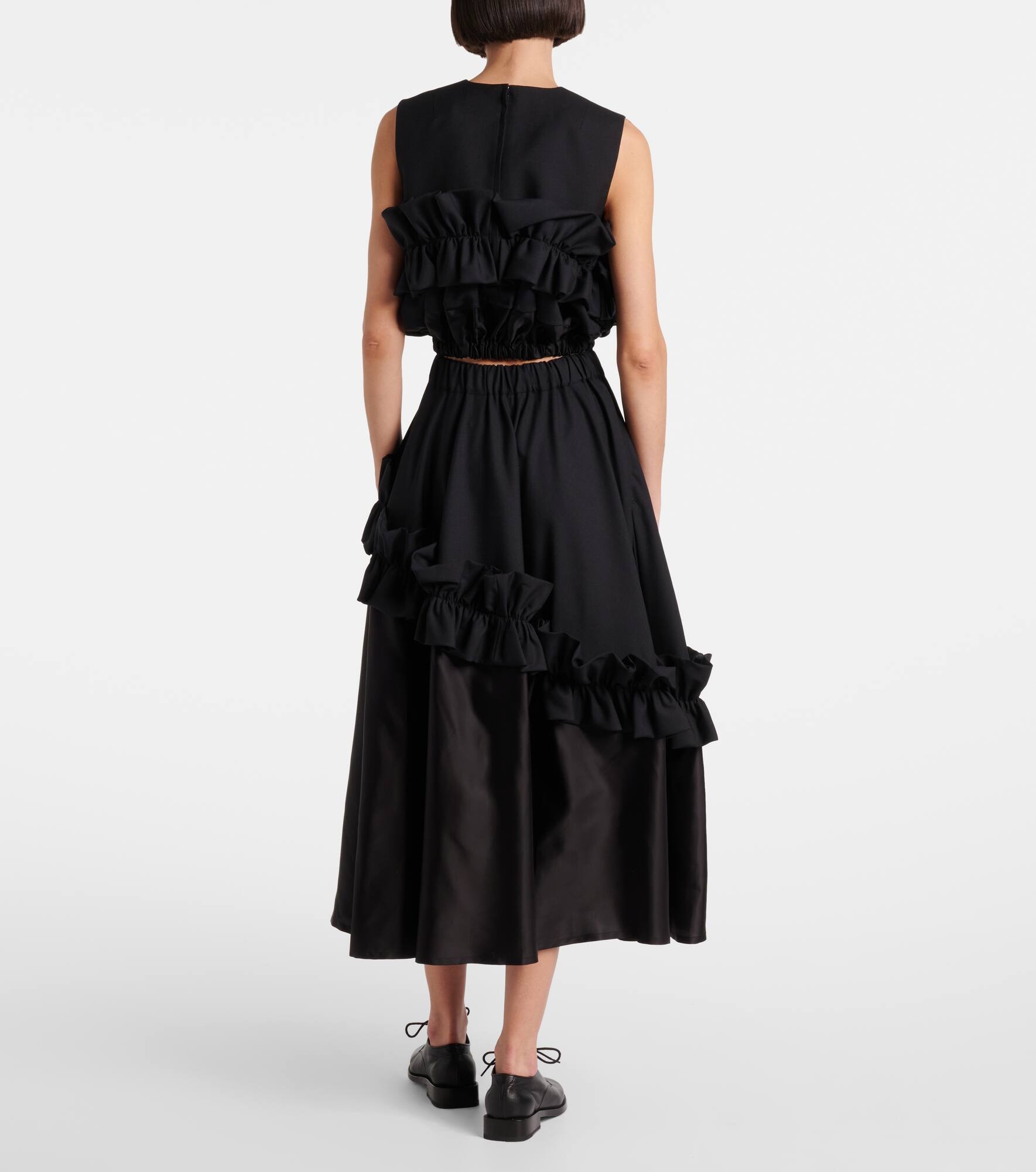 Ruffled wool midi skirt - 3