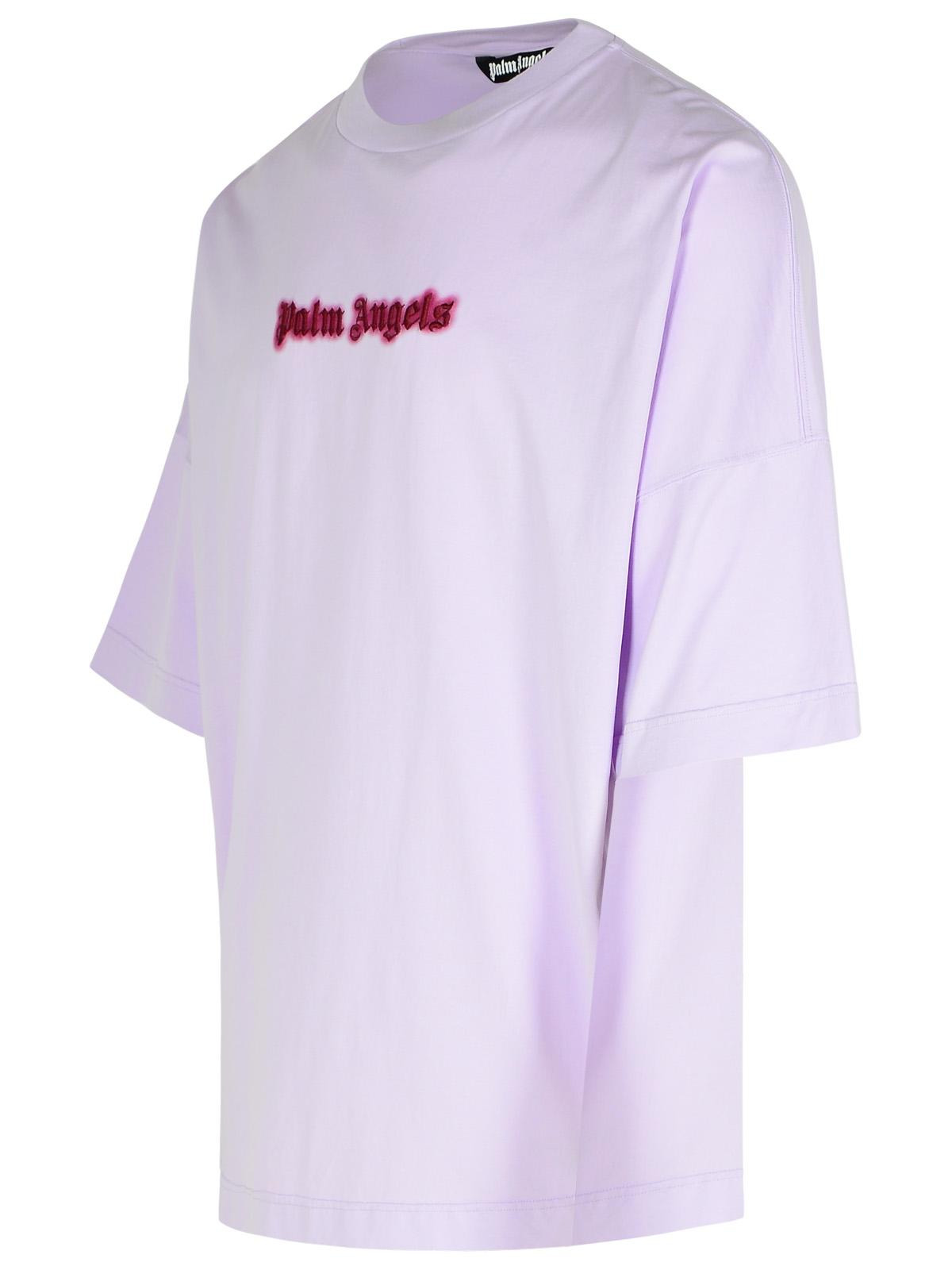 Palm Angels 'Neon' Lilac Cotton T-Shirt Man - 2