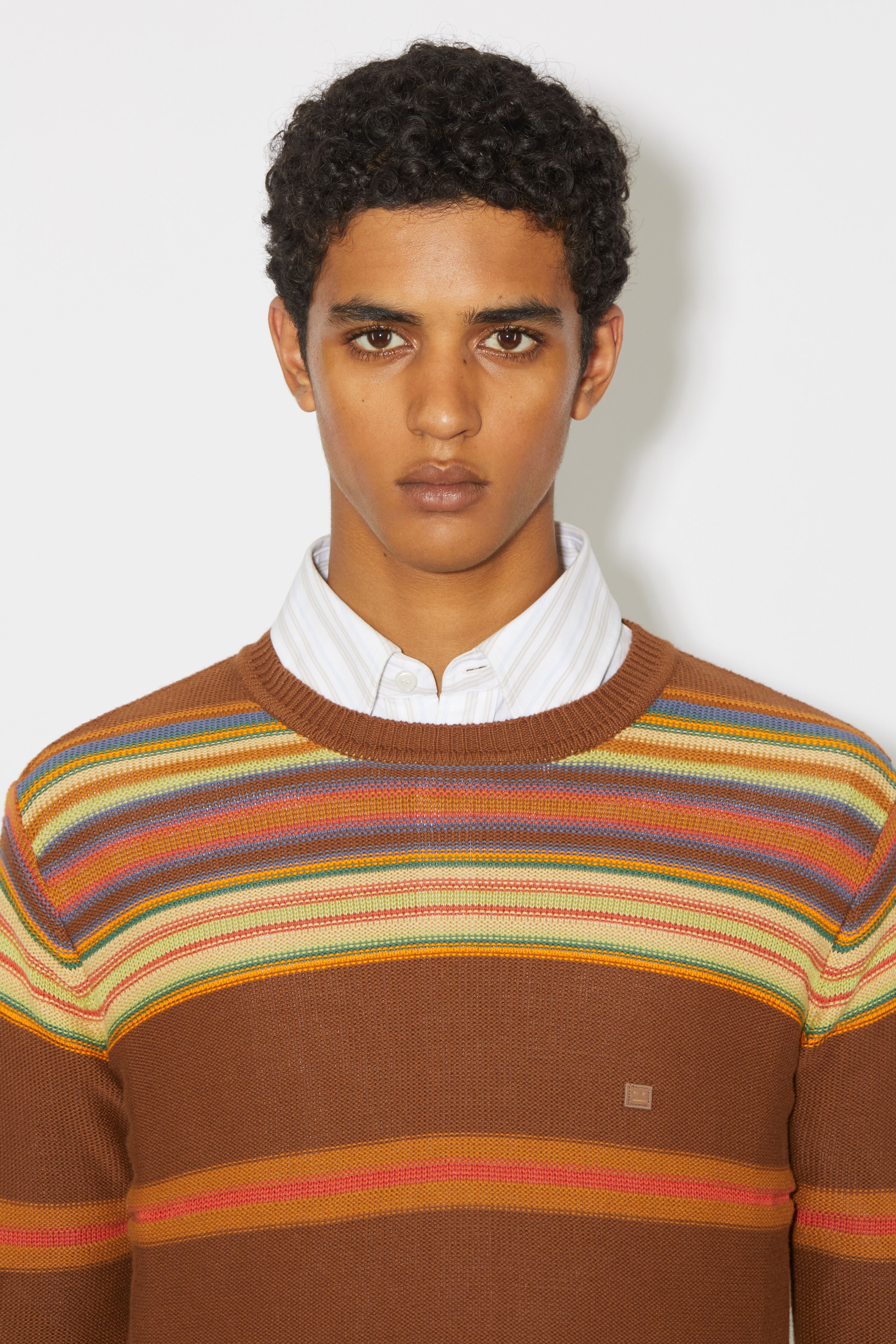 Crew neck knit jumper - Cinnamon brown/multi - 5