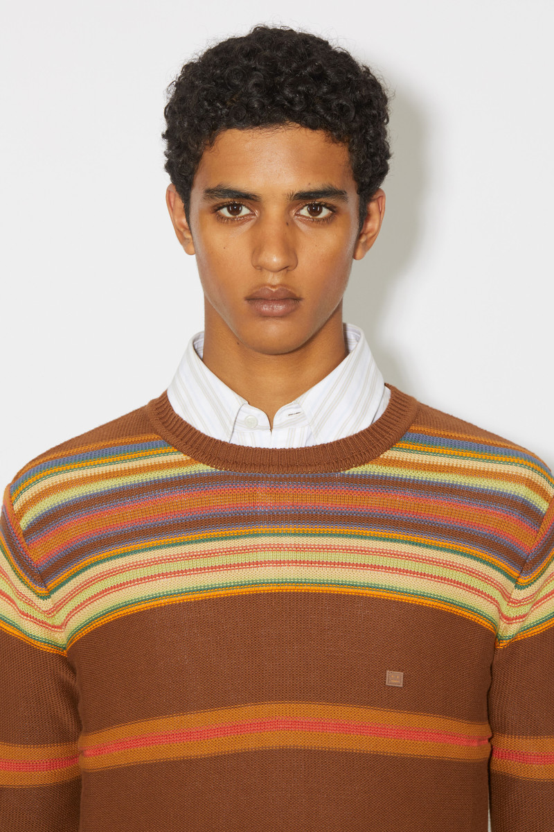 Crew neck knit jumper - Cinnamon brown/multi 5