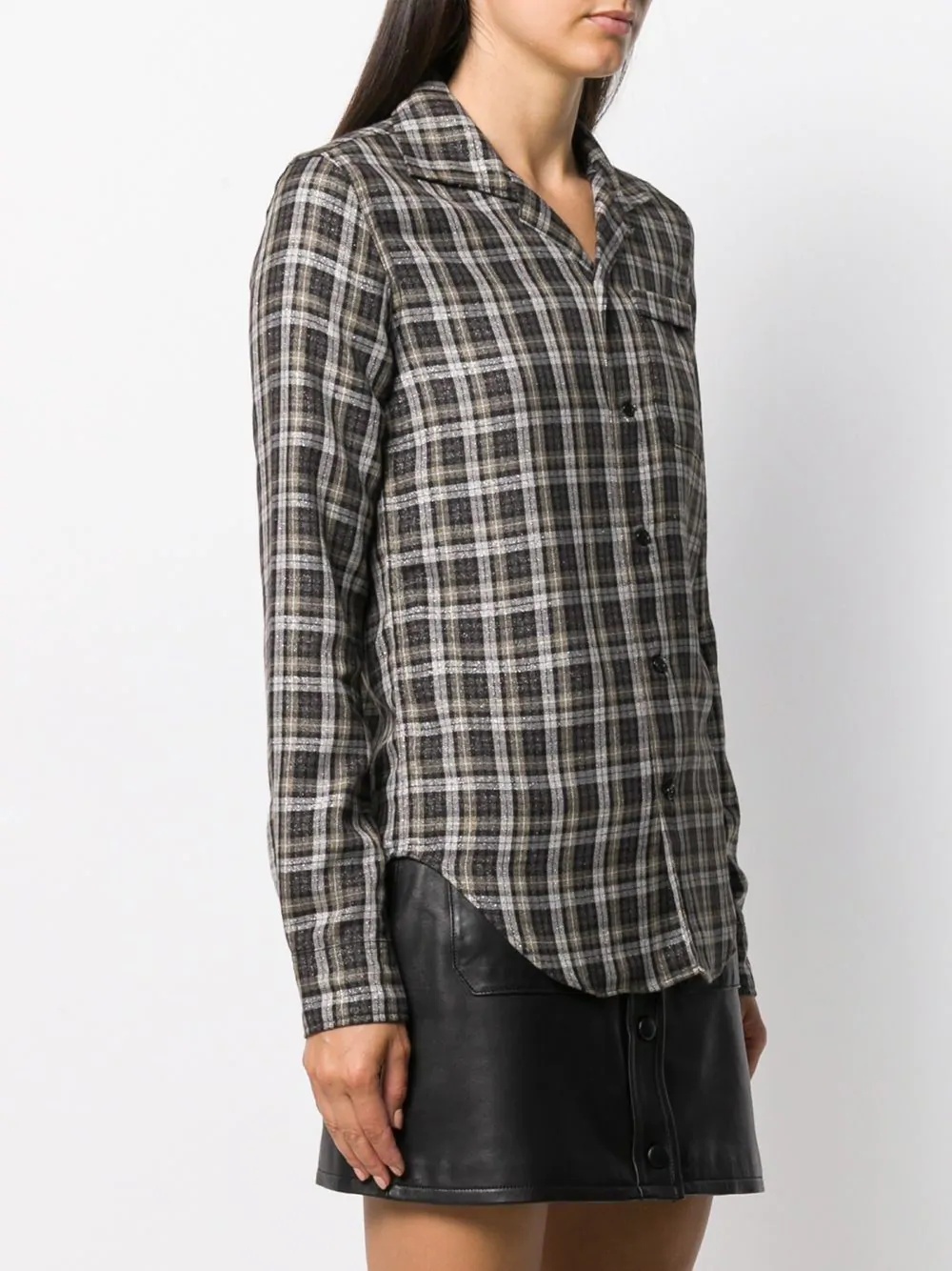 long-sleeved checked shirt - 3