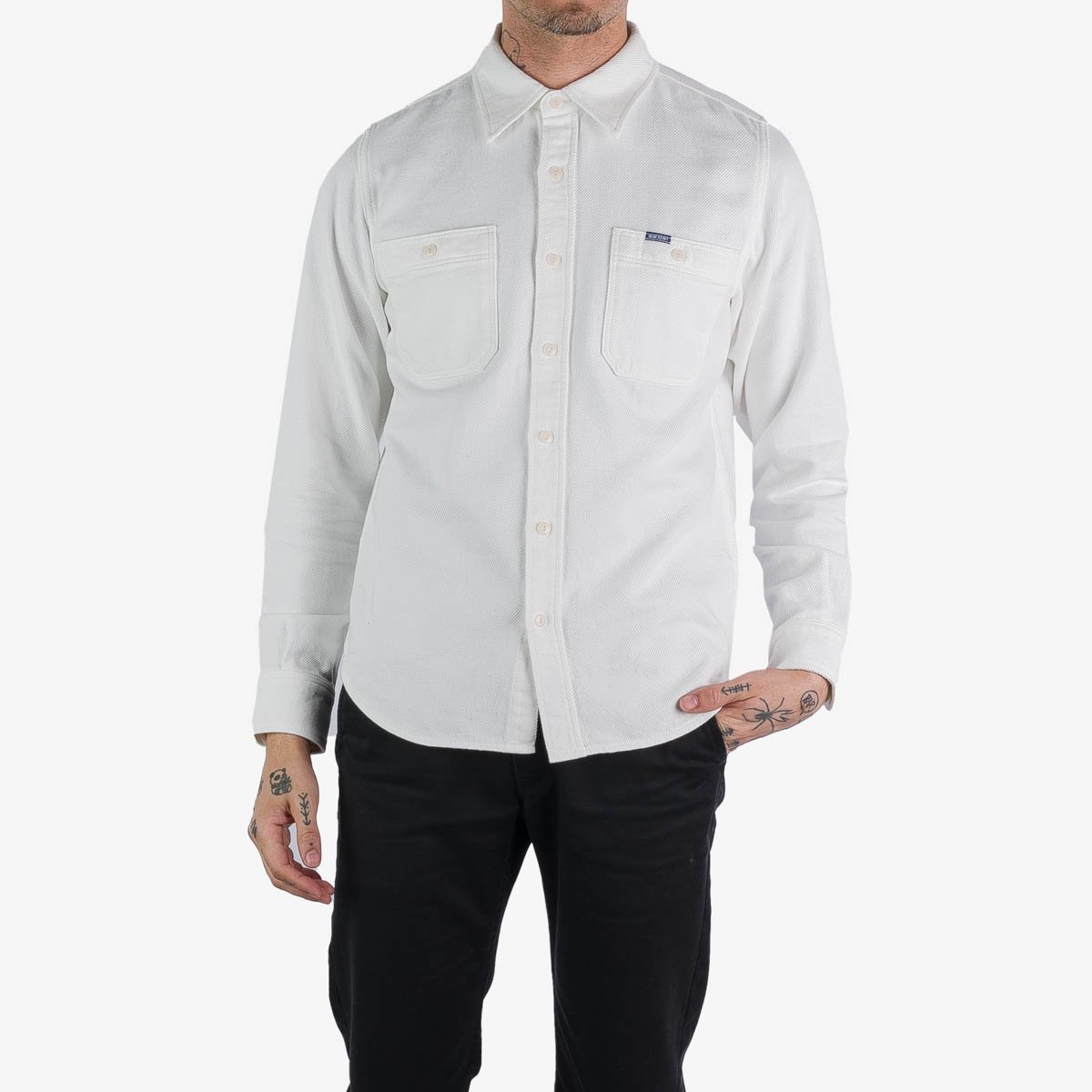 IHSH-279-WHT 7oz Soft Flannel Work Shirt - White - 3