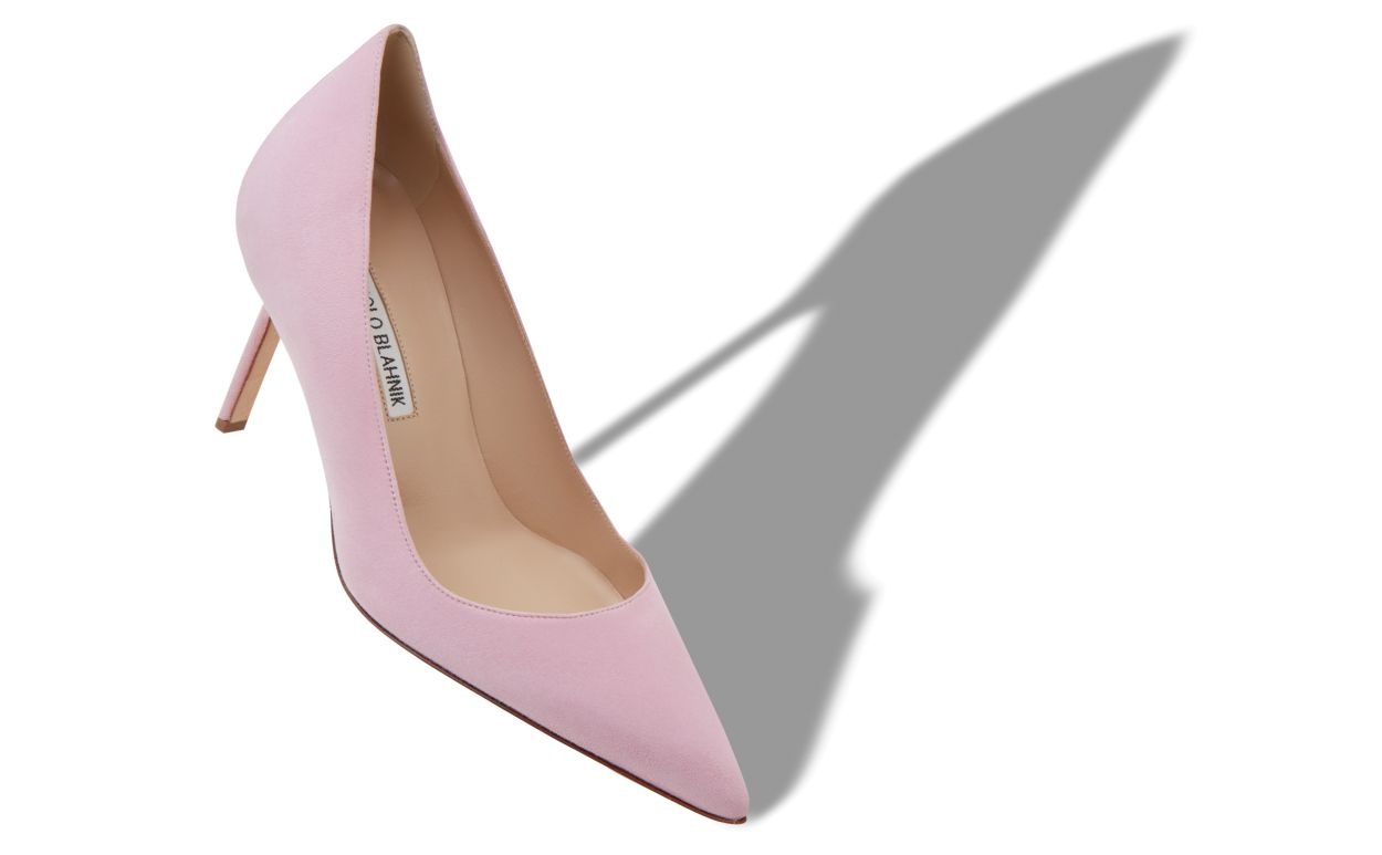 Light Pink Suede Pointed Toe Pumps - 2