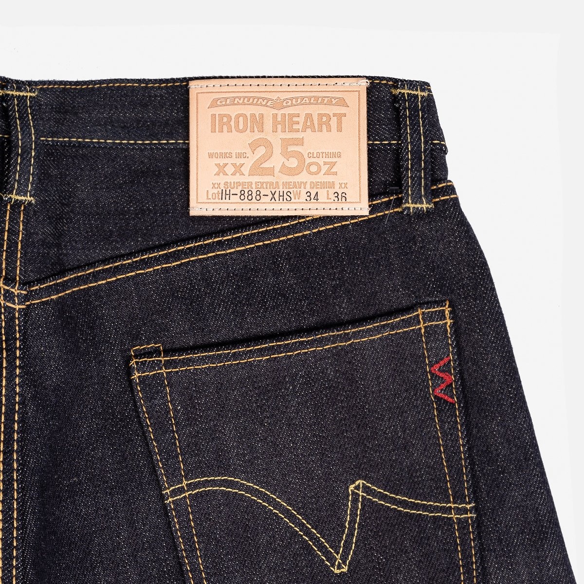 IH-888-XHS 25oz Selvedge Denim Medium/High Rise Tapered Cut Jeans - Indigo - 7
