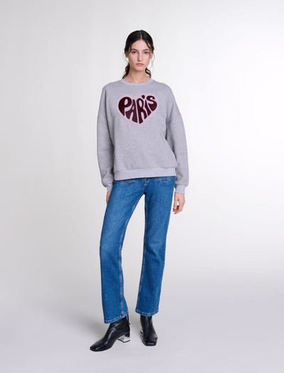 maje Paris heart patch sweatshirt outlook