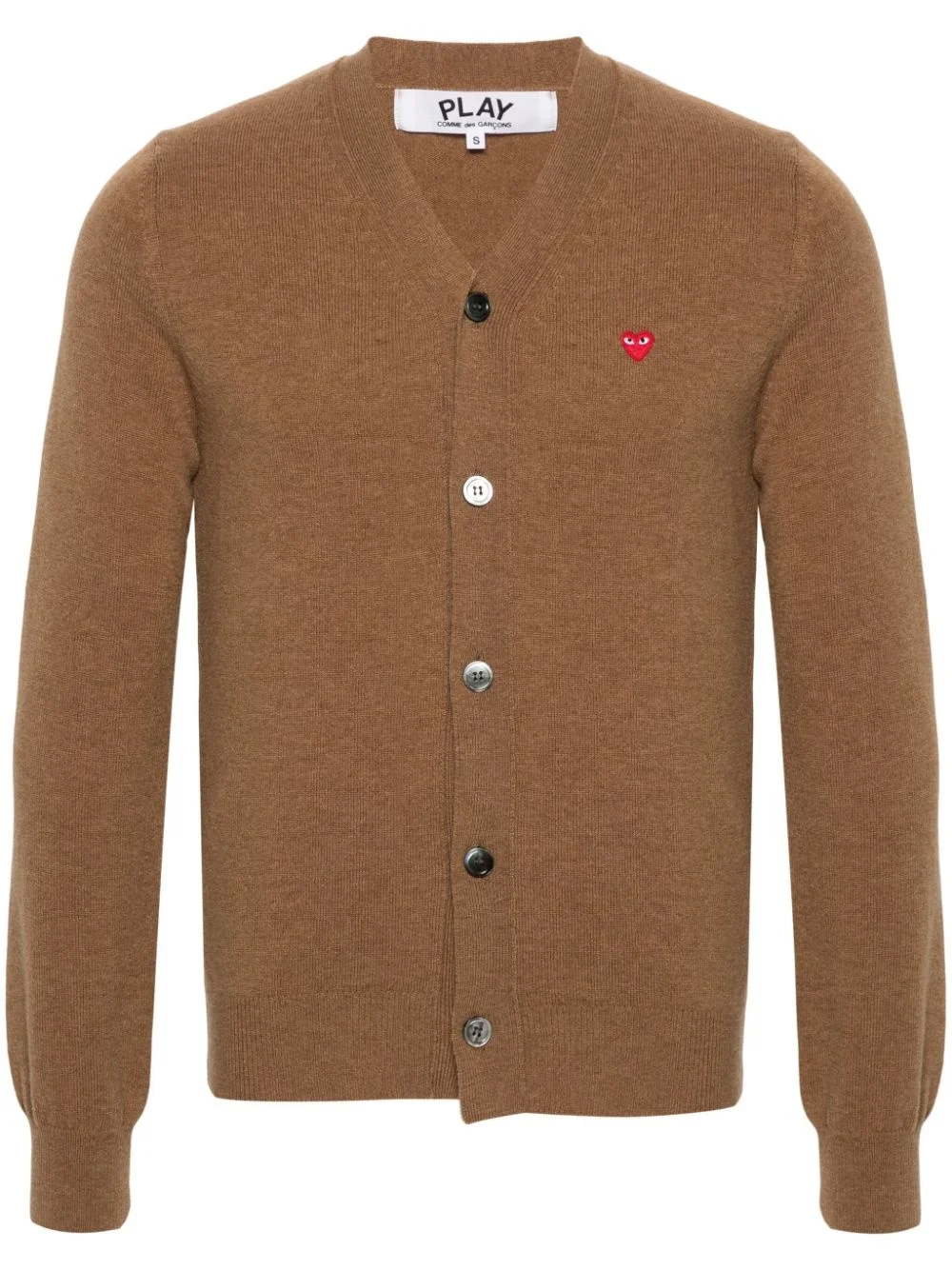 Heart-patch wool cardigan - 1