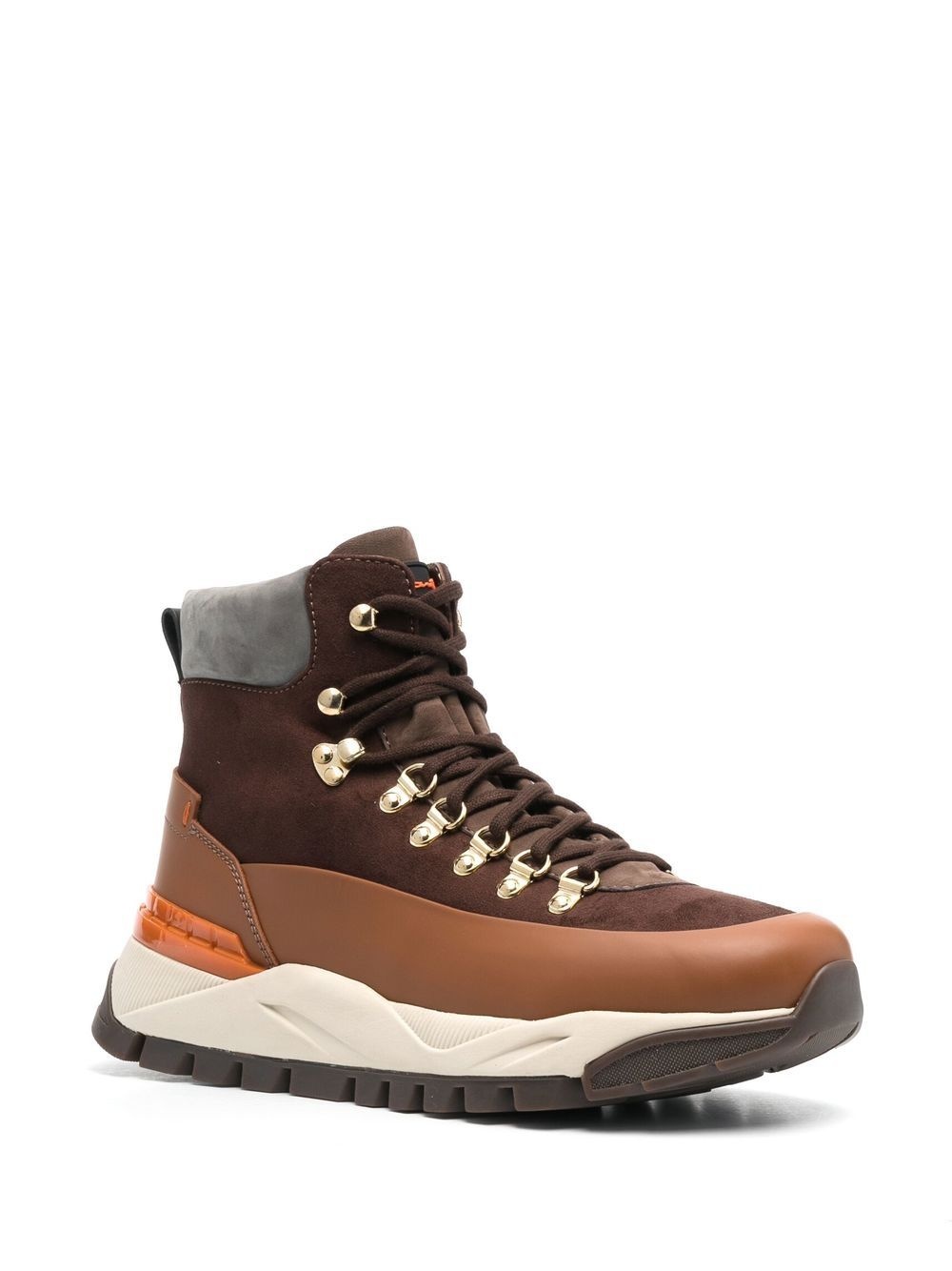contrast-panel lace-up hiking boots - 2