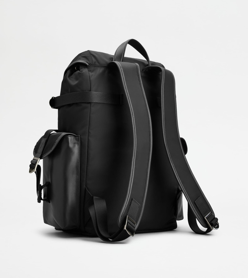 BACKPACK IN FABRIC AND LEATHER MEDIUM - BLACK 3