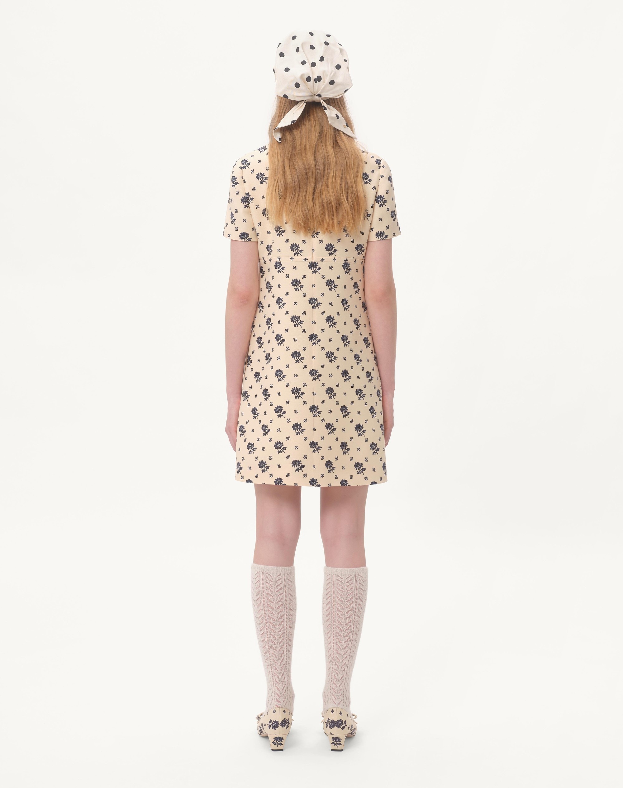 SHORT DRESS IN CREPE COUTURE FIORELLINO BLU PAPIER FLORAL - 9