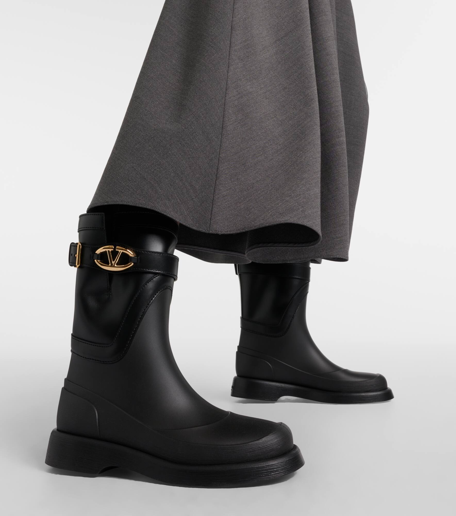 VGold leather-trimmed rain boots - 4
