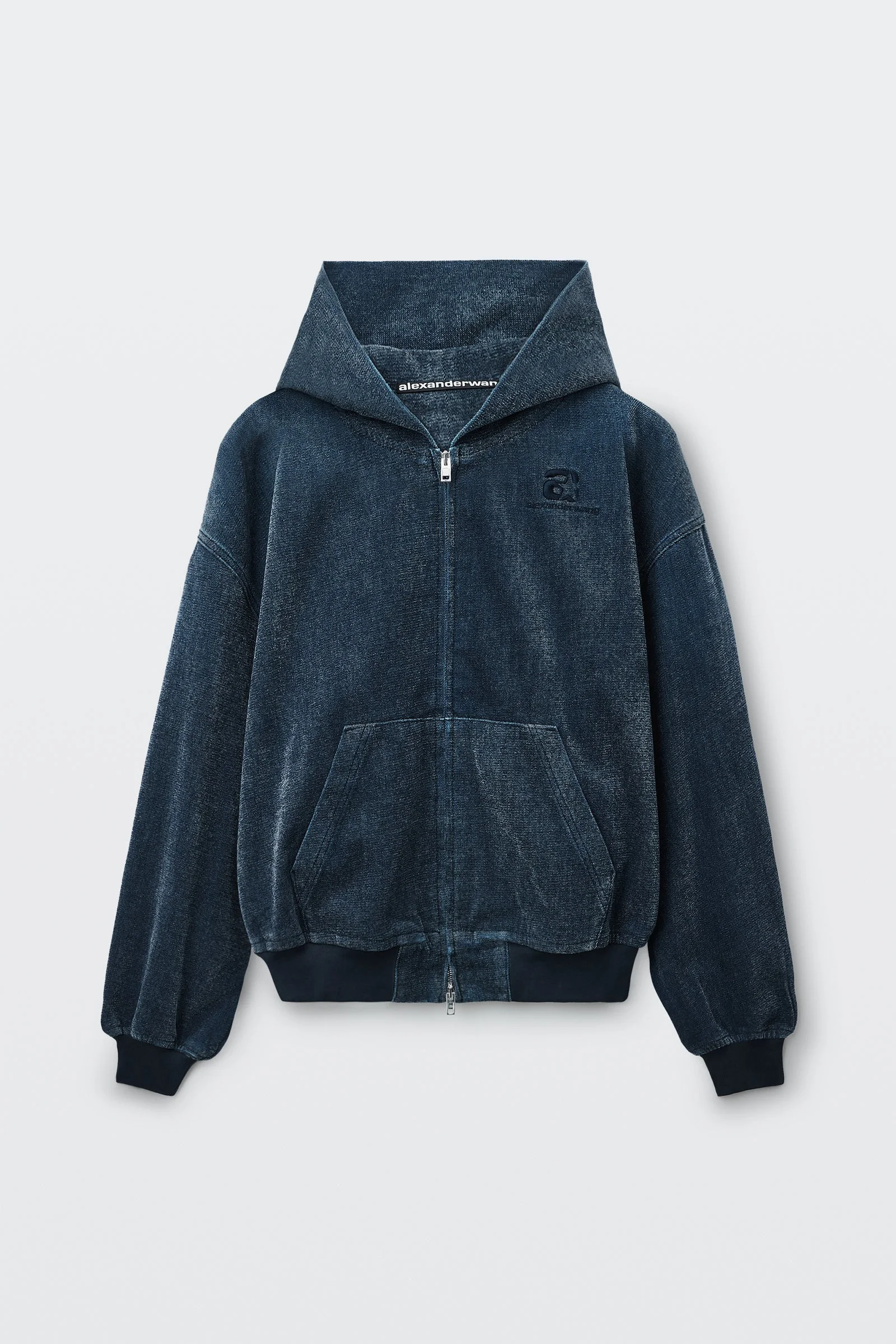 brushed denim oversized hoodie - 1