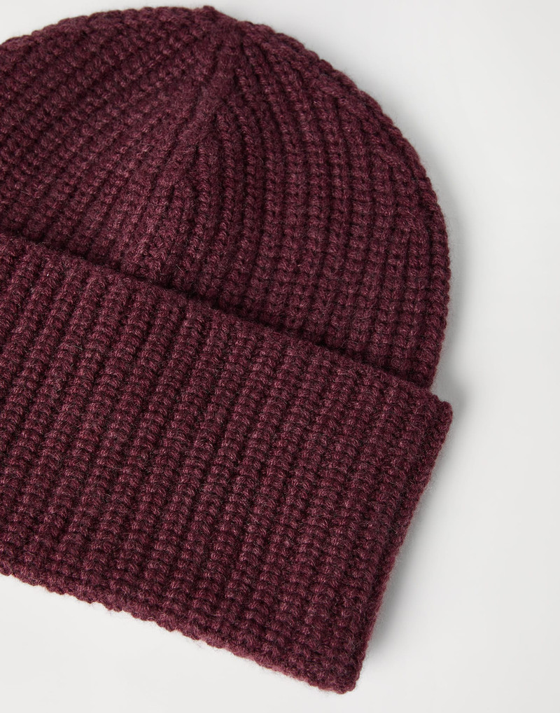 Brunello Cucinelli Cashmere English rib knit beanie outlook