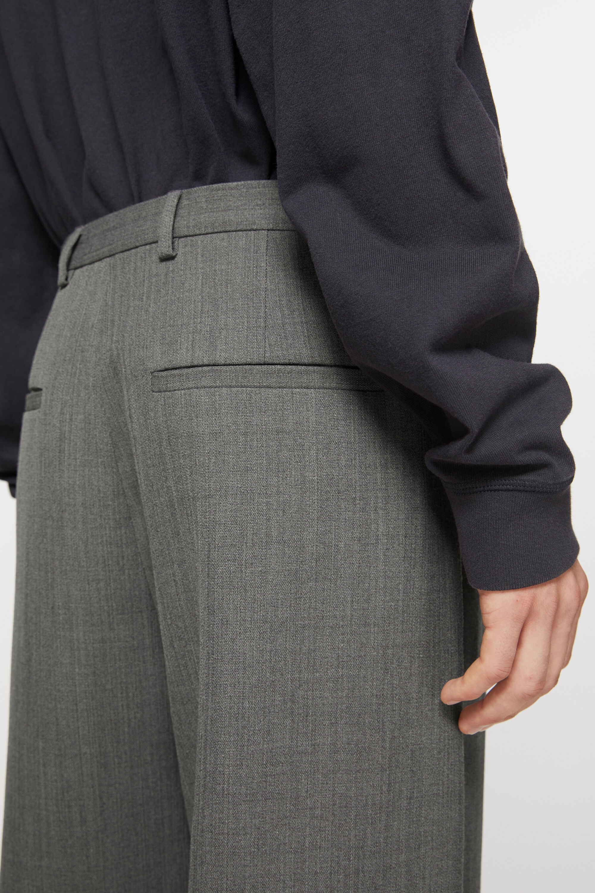 Wool blend trousers - Grey Melange - 5