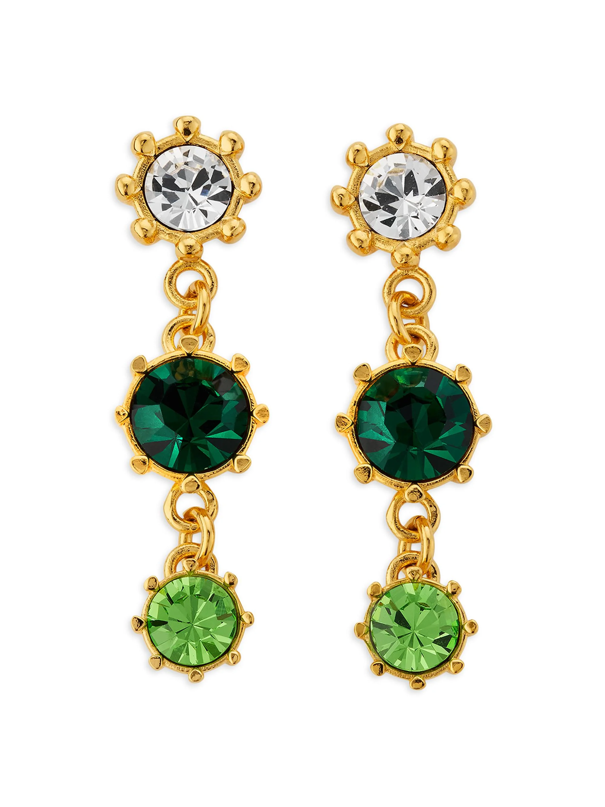 Women's 24K-Gold-Plated, Imitation Pearl & Glass Crystal Drop Earrings - Peridot - 1