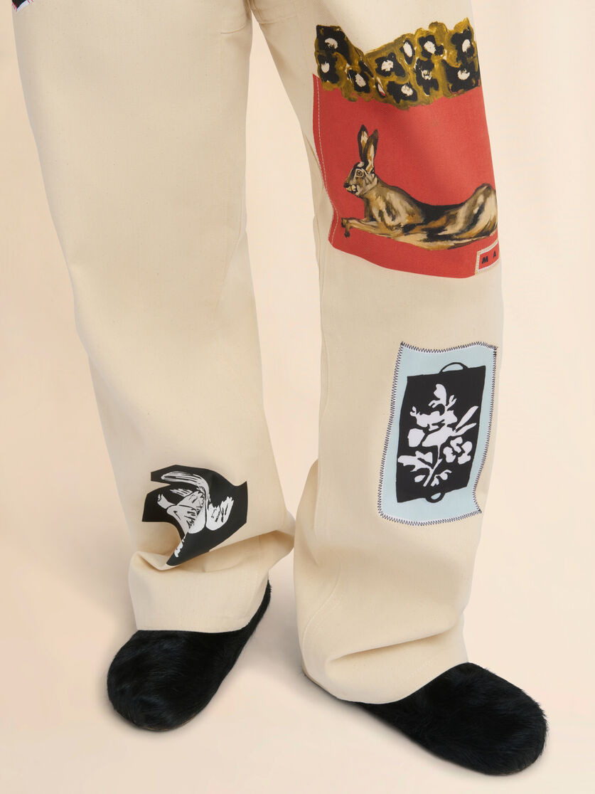 CREAM ORGANIC BULL DENIM TROUSERS - 5