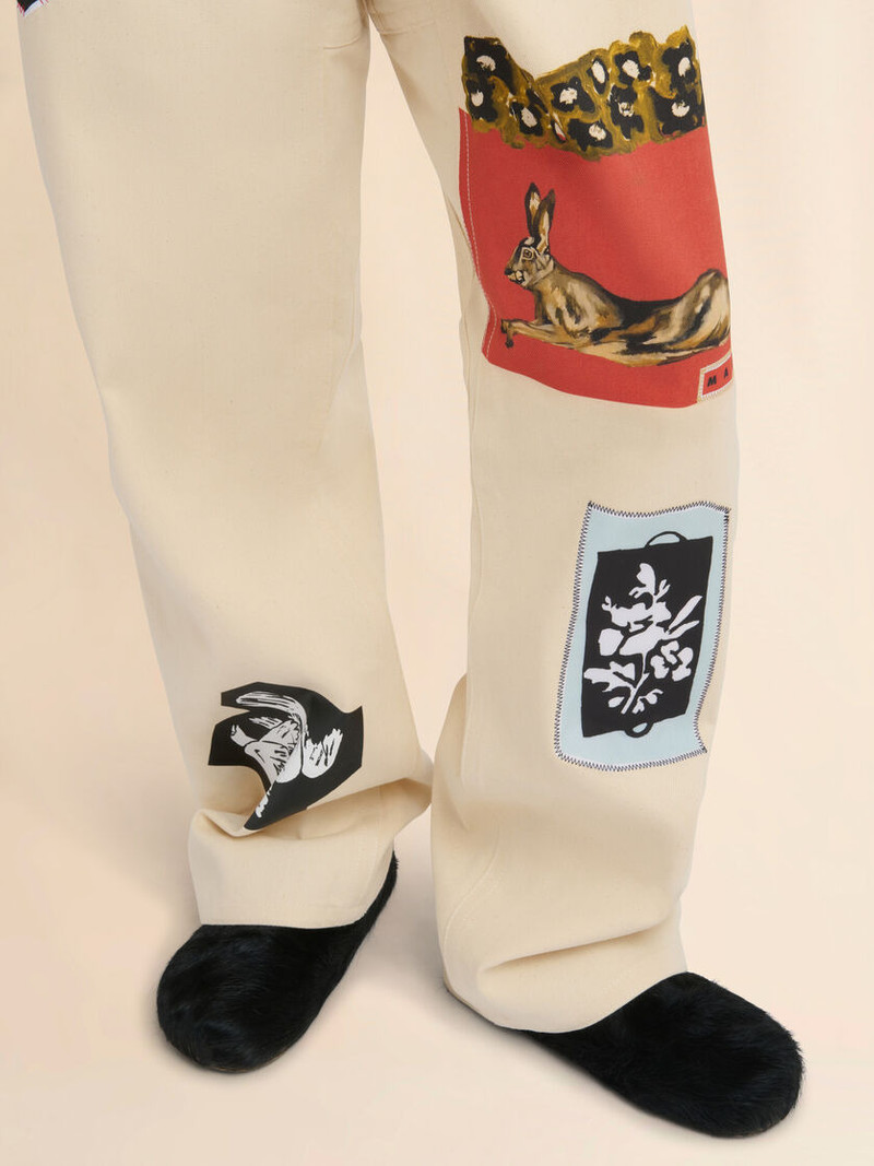 CREAM ORGANIC BULL DENIM TROUSERS 5