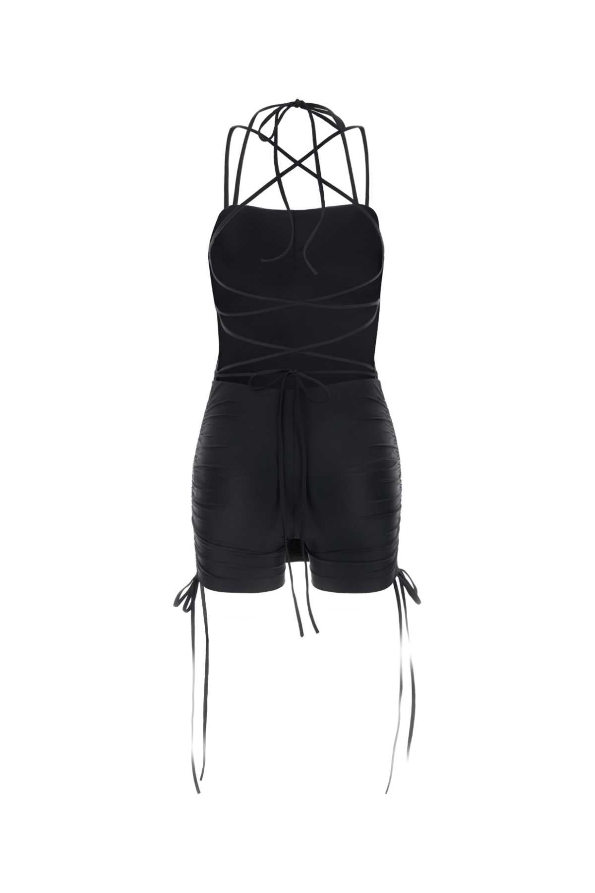 Balenciaga Women Black Stretch Nylon Mini Dress - 2