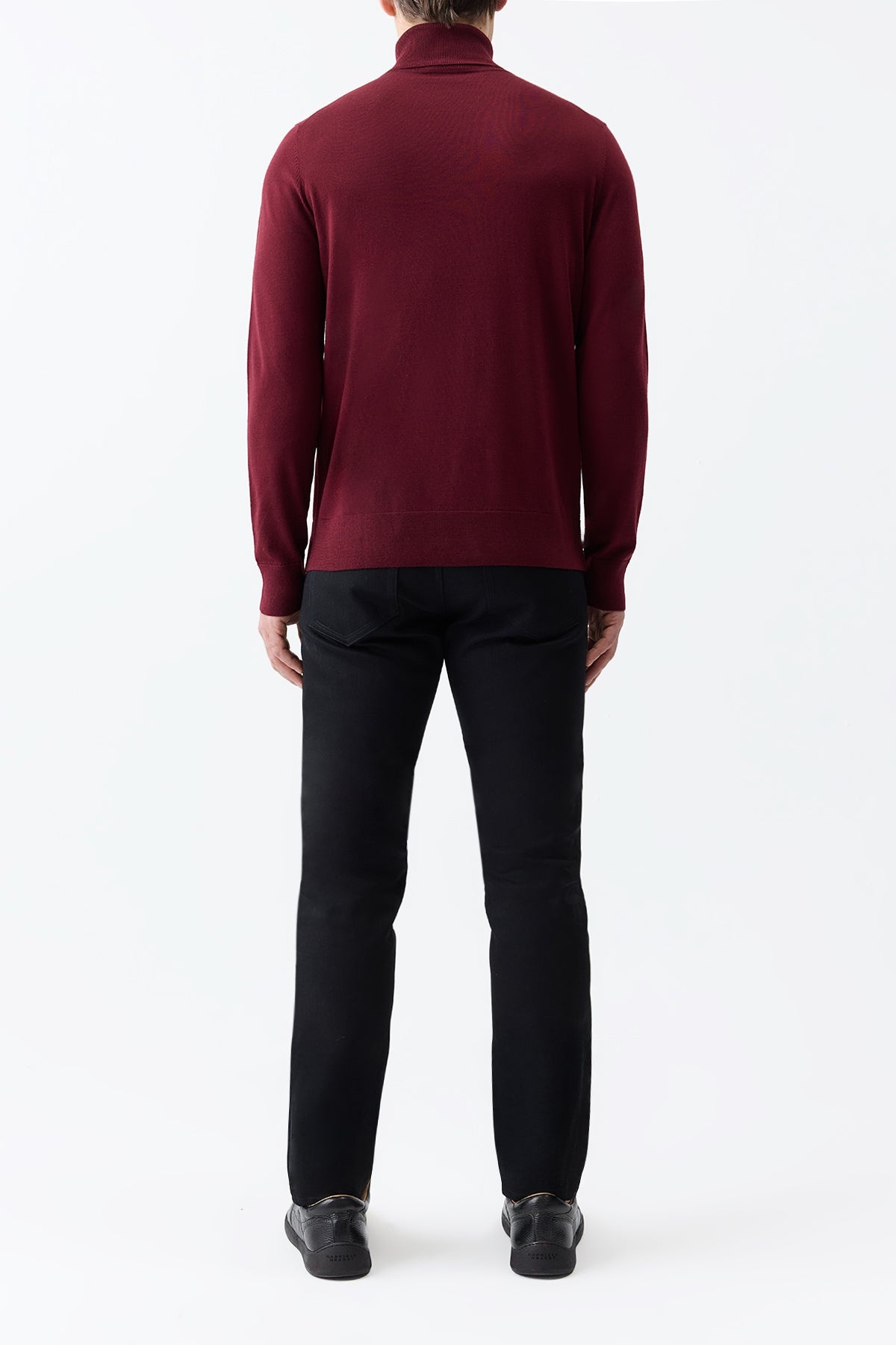 Jermaine Knit Turtleneck in Bordeaux Merino Wool - 5