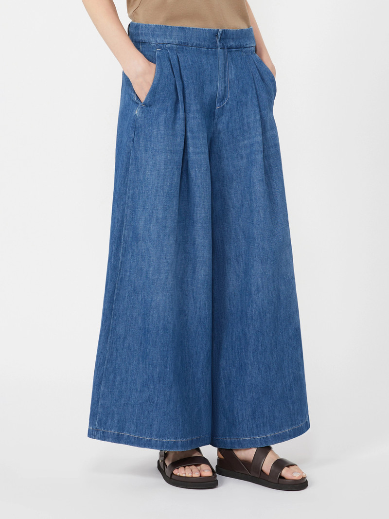 NASTRO Wide-fit cotton and linen denim trousers - NAVY 3