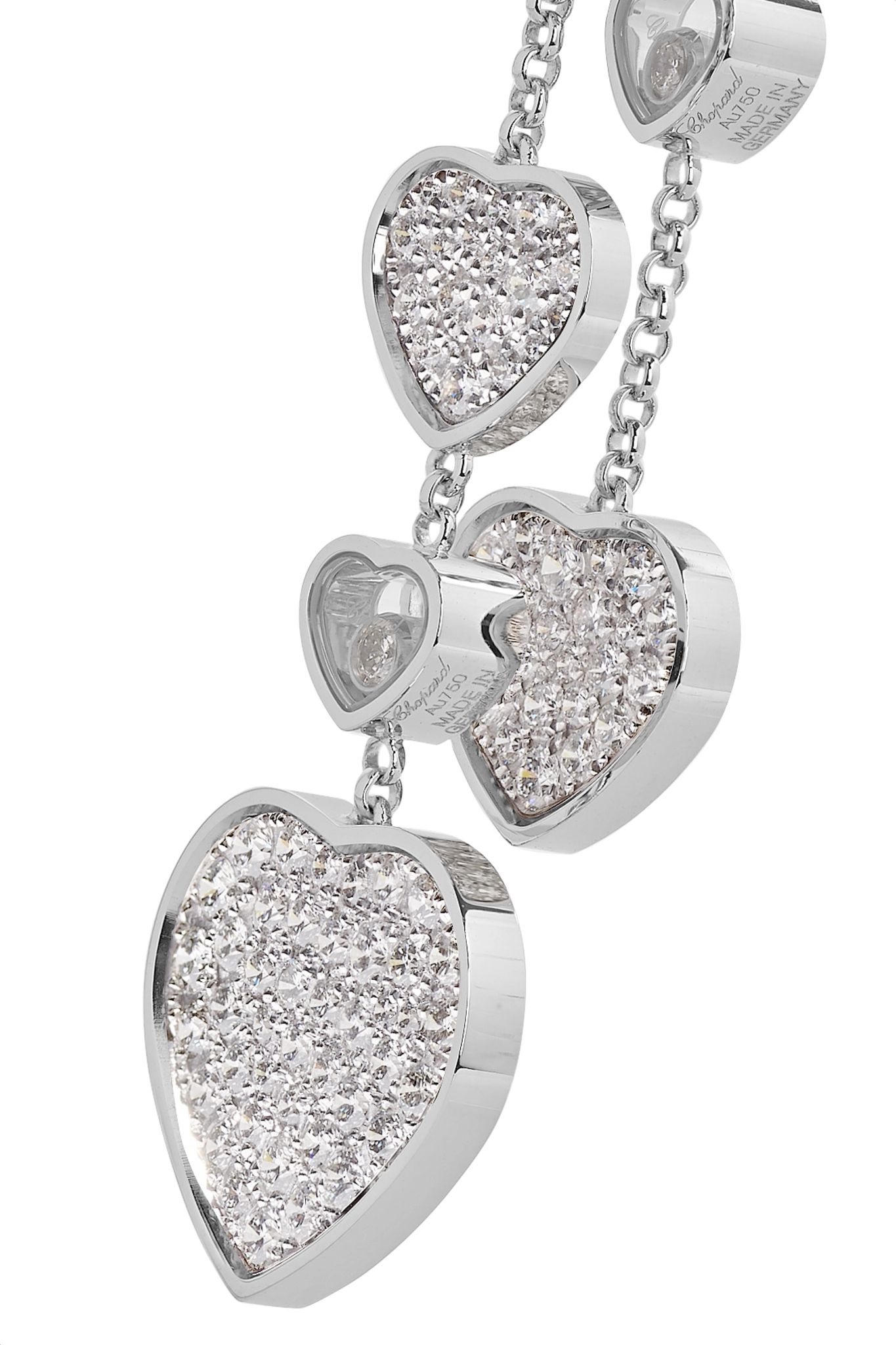 Happy Hearts 18-karat white gold diamond earrings - 4