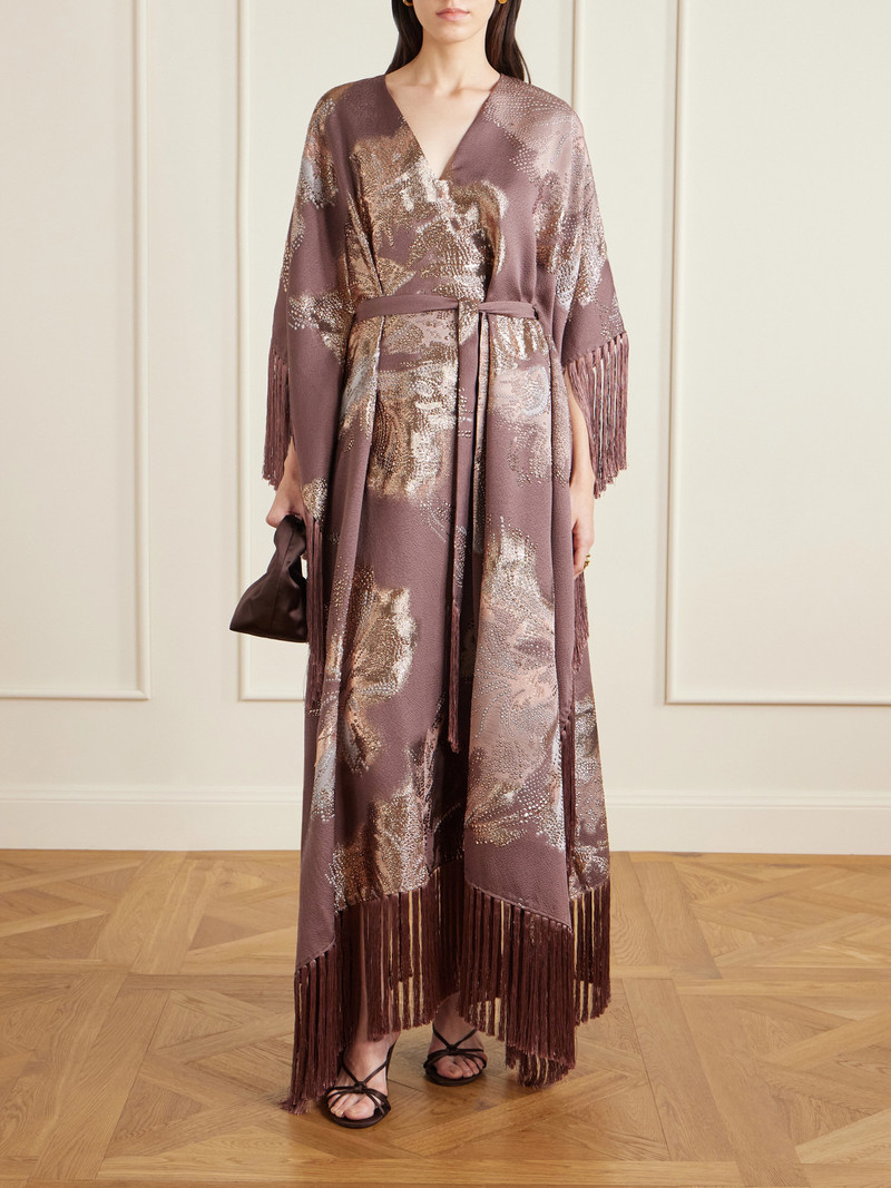 Taller Marmo Dawn Royale Belted Fringed Embellished Crepe Kaftan outlook