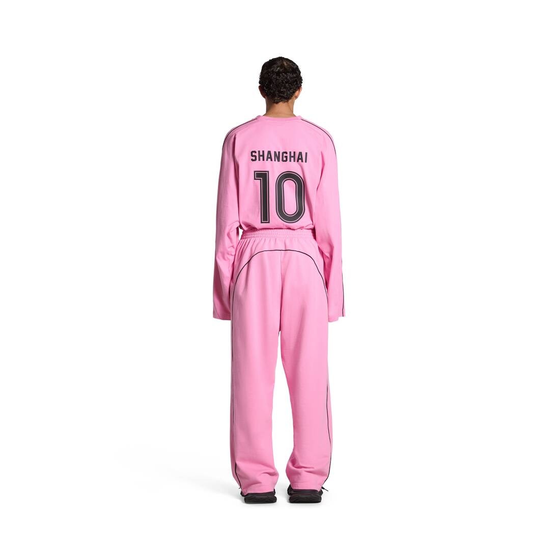 Men's Soccer Baggy Sweatpants in Pink/black - 4