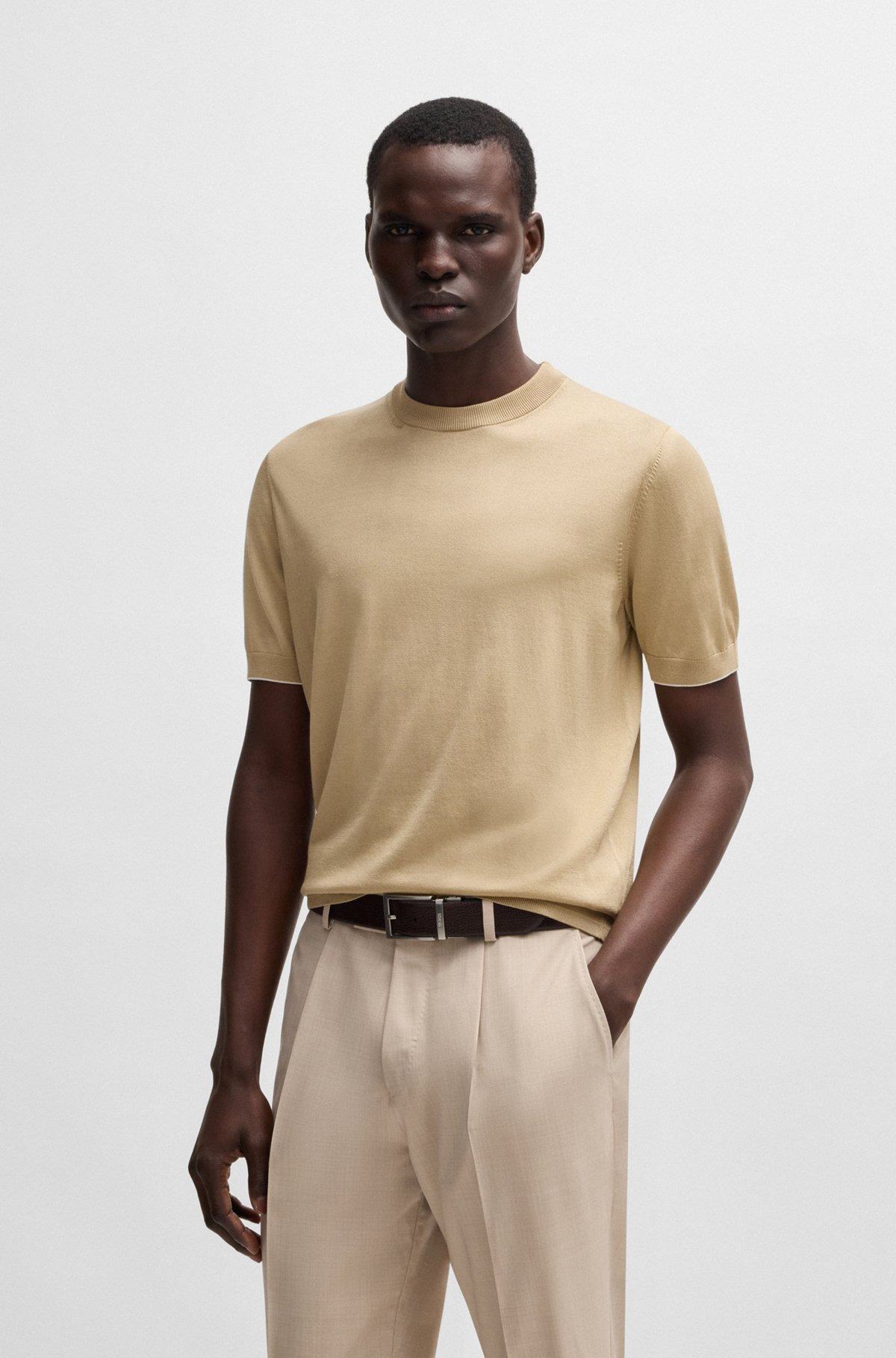 REGULAR-FIT KNIT T-SHIRT IN SILK AND COTTON - 2