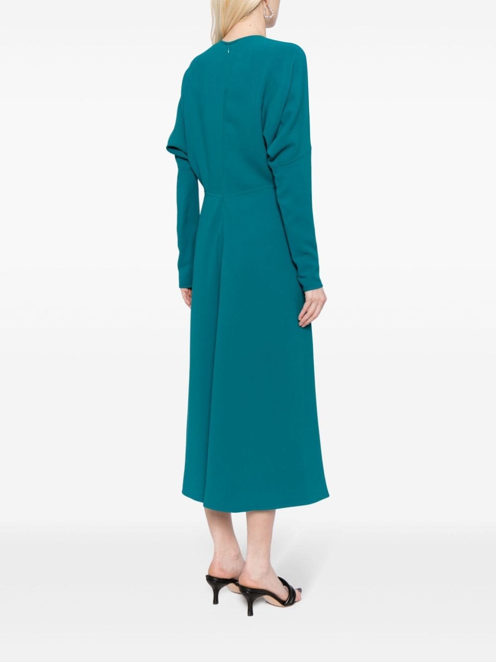 dolman-sleeves draped midi dress - 4