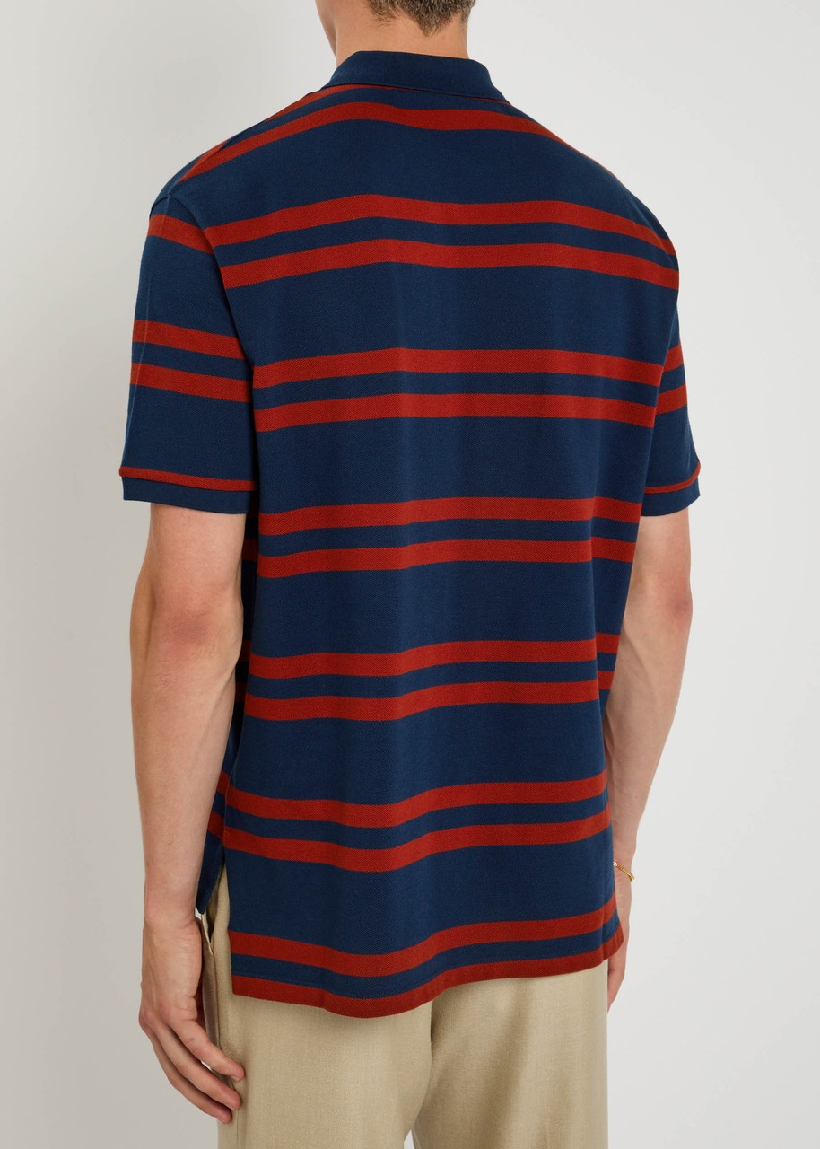 Valentino Garavani Chez Valentino Striped Piqué Cotton Polo Shirt - 3
