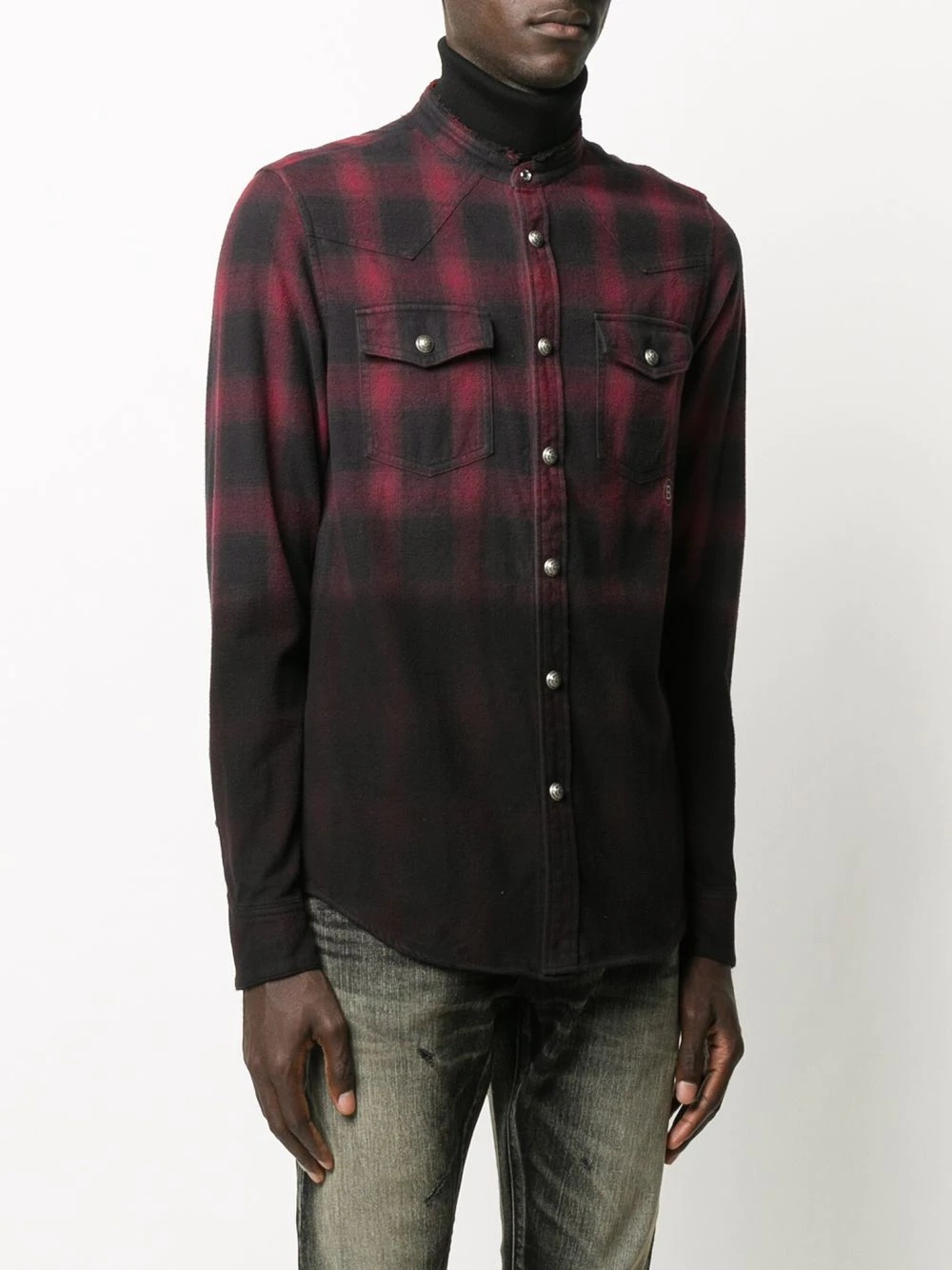 dip-dyed checked shirt - 3