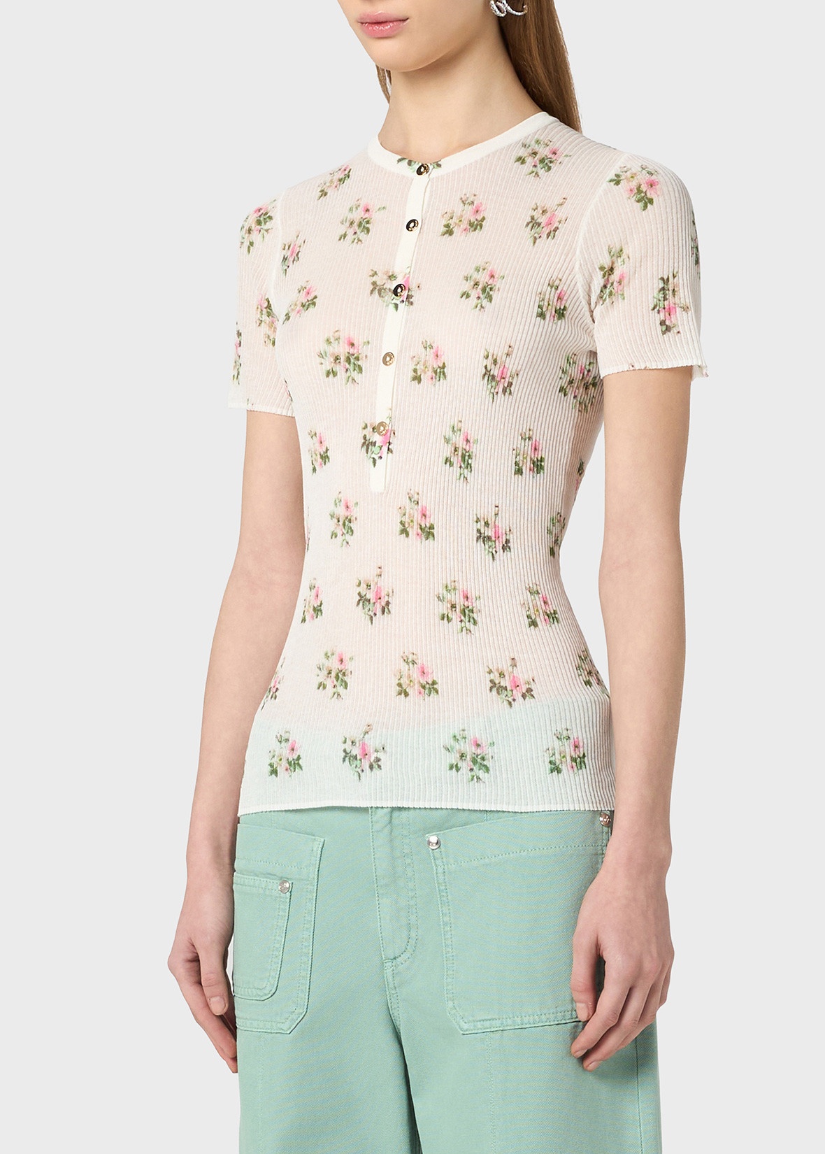 BOUQUET PRINT FOR THE SWEATER WITH FRONT OPENING AND METAL BUTTONS. - 5
