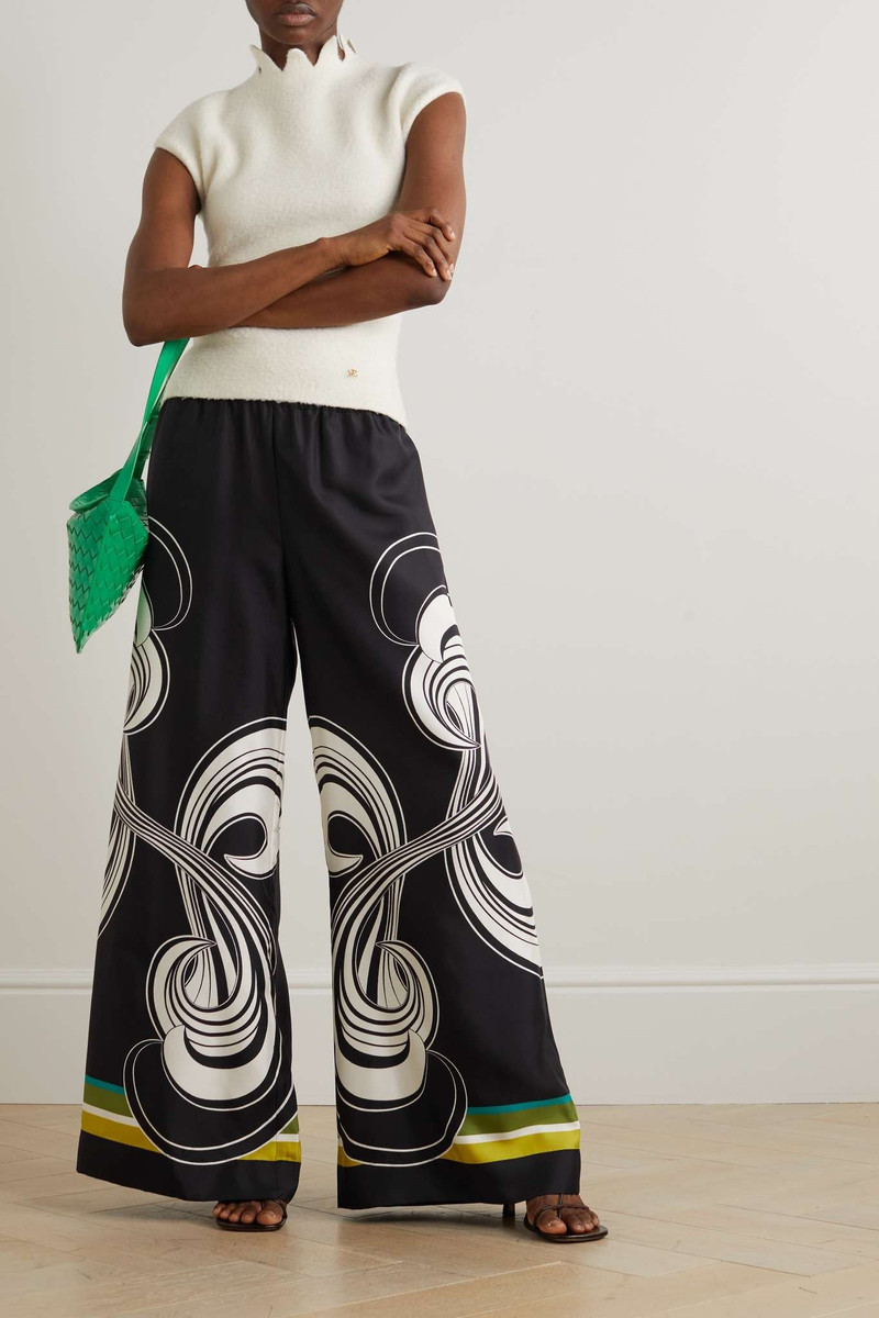 La DoubleJ Printed silk-twill wide-leg pants outlook