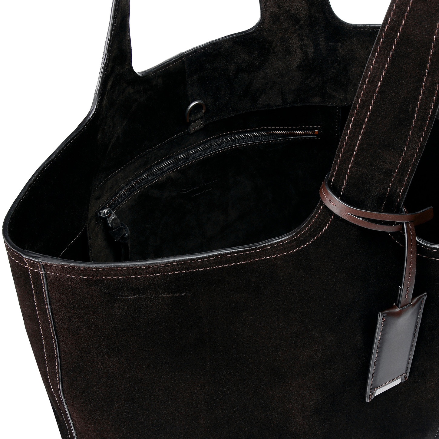 Dark brown suede shoulder bag - 6