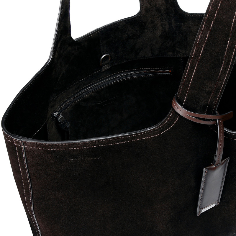Dark brown suede shoulder bag 6