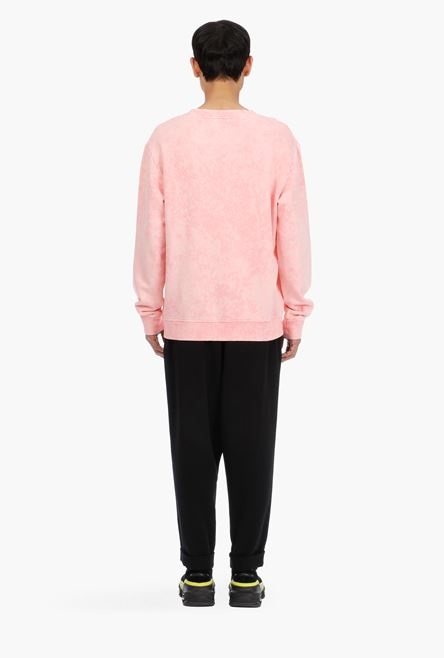 Pink cotton sweatshirt with multicolor Balmain logo - 3