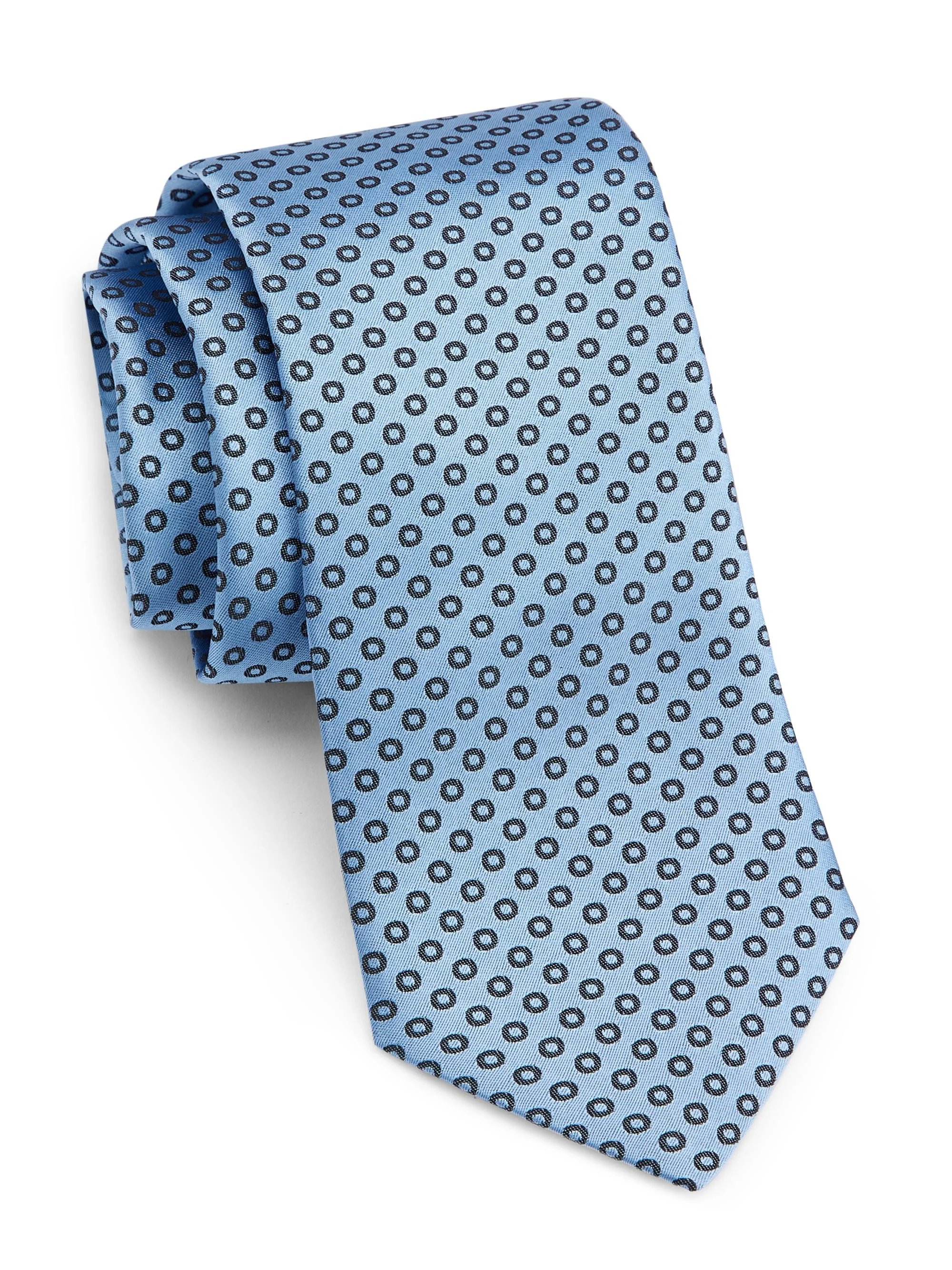Men's Geometric Silk Tie - Light Blue - 1