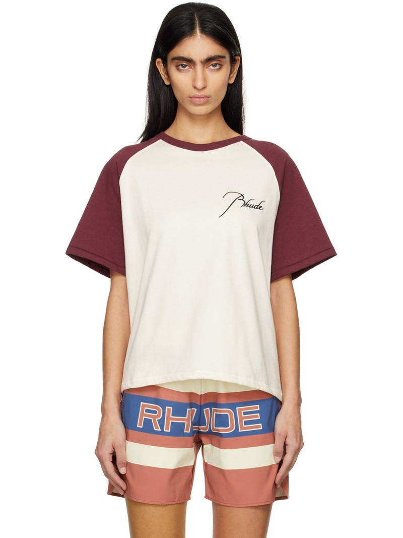 Off-White & Burgundy Raglan T-Shirt 1
