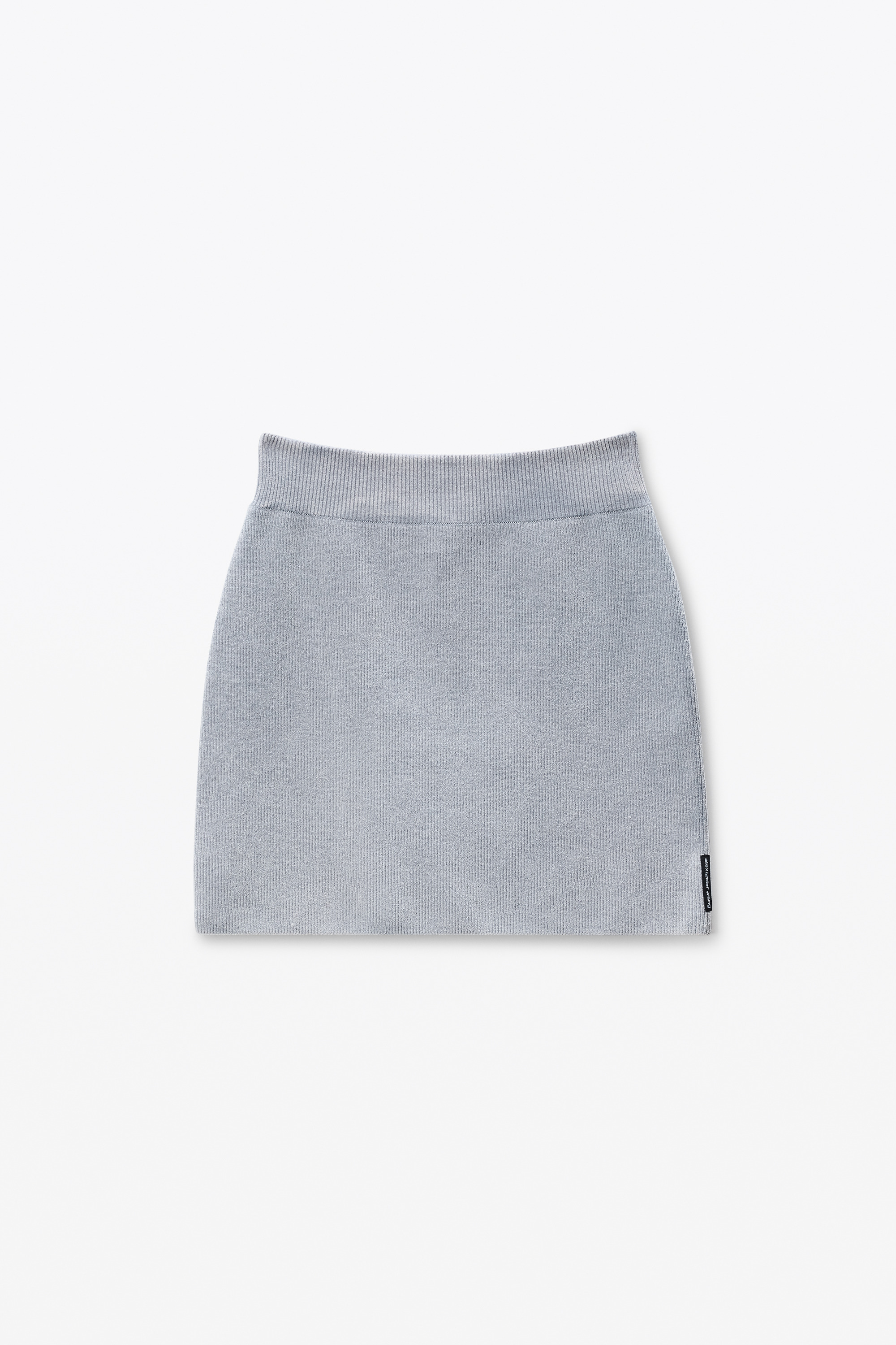 Grey Cotton-Blend Chenille Miniskirt - 1