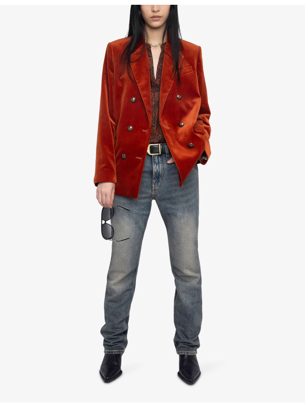 Vaska Double-Breasted Cotton-Velvet Blazer - 2