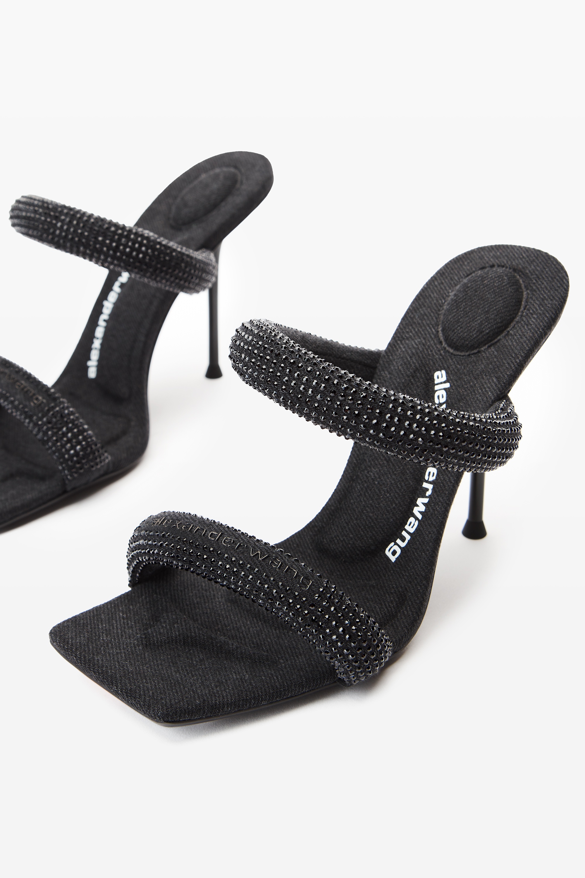 julie 105mm denim crystal hotfix tubular sandal - 2