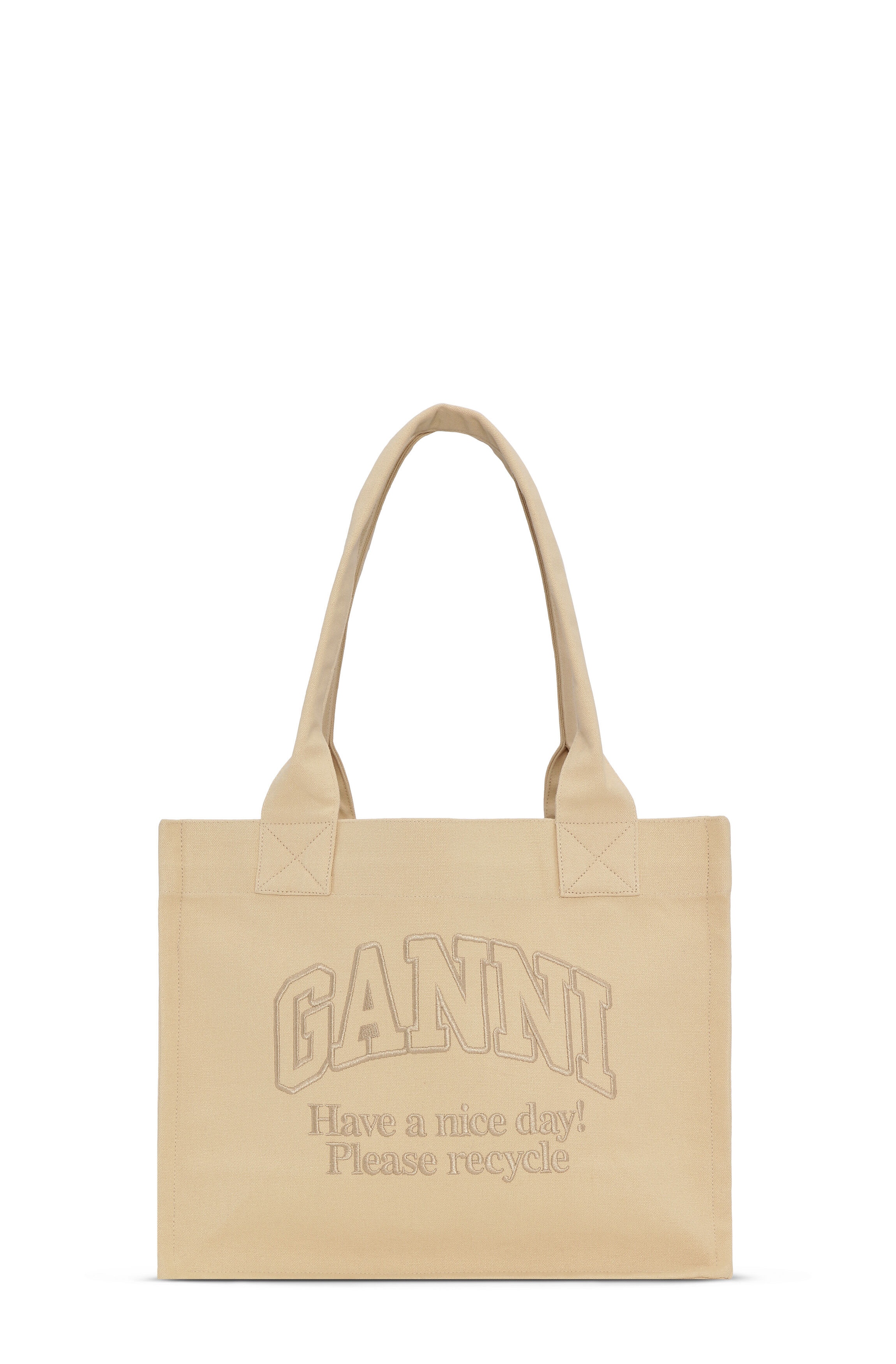 CREAM LARGE CANVAS TOTE BAG - 1