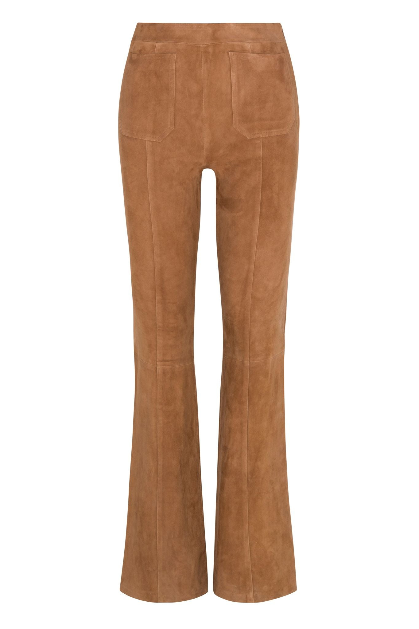DARK COGNAC PATCH POCKETS SUPER FLARE PANTS - 5